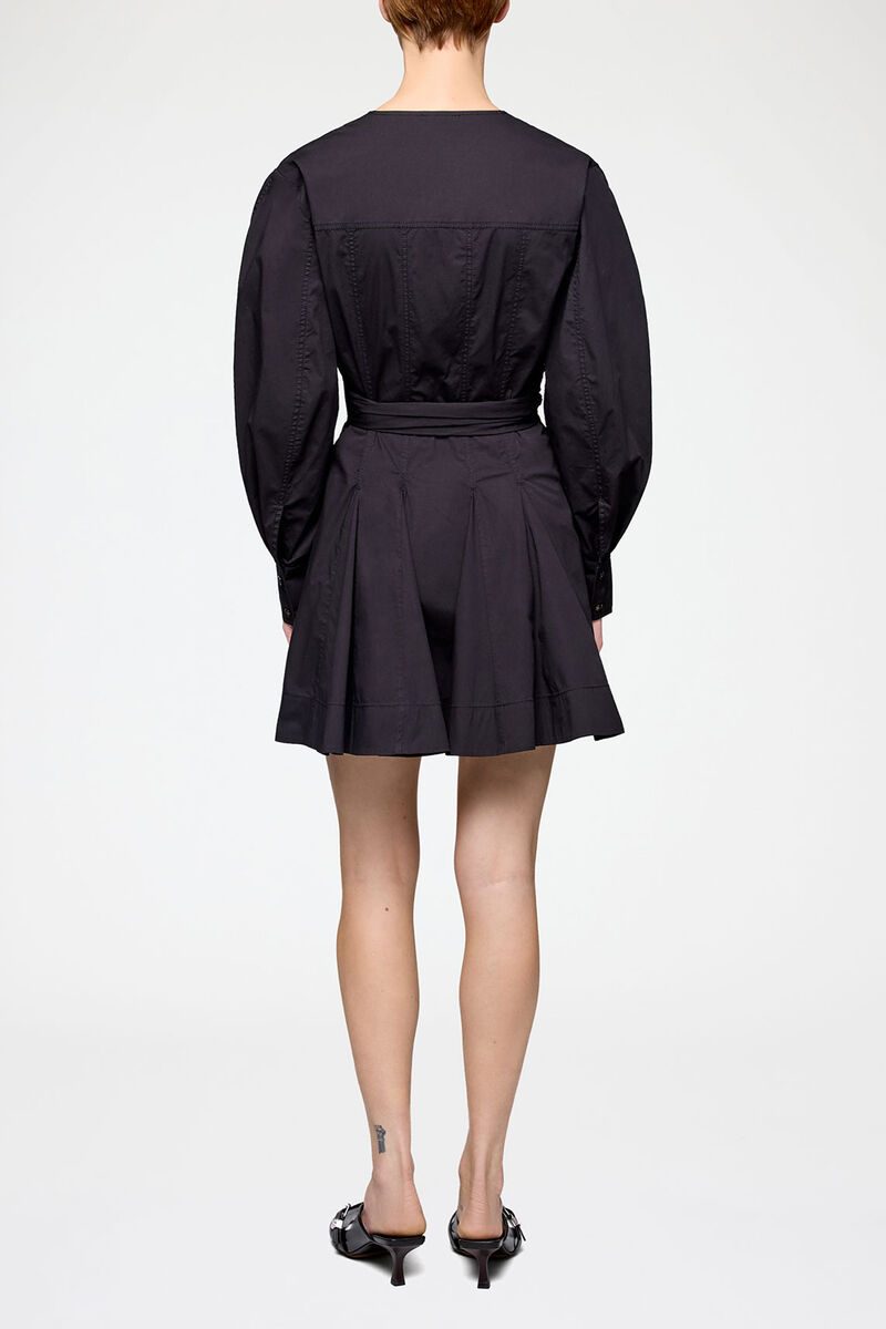 Skjortkl&auml;nning i stretchig bomull, Organic Cotton, in colour Black - 2 - GANNI