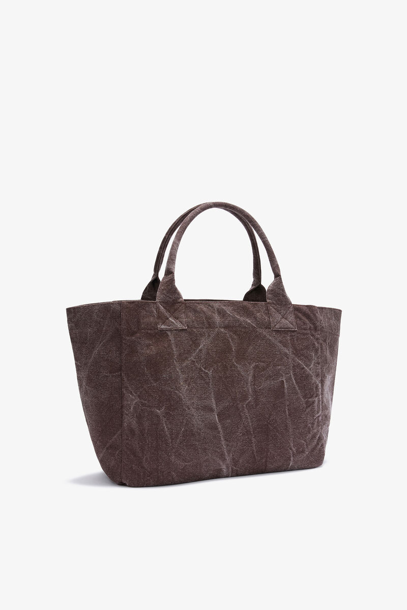Brown Medium Western Boot Tote, Recycled Cotton, in colour Chicory Coffee - 2 - GANNI
