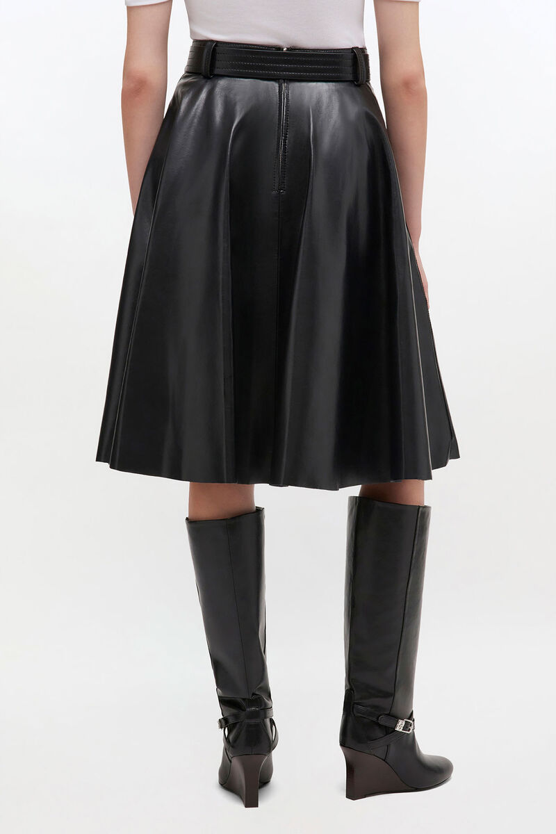 Recycled Leather Skirt, Recycled Leather, in colour Black - 3 - GANNI