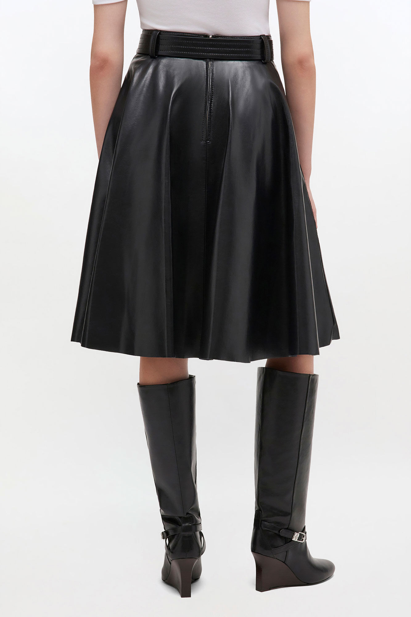 Recycled Leather Skirt, Recycled Leather, in colour Black - 3 - GANNI