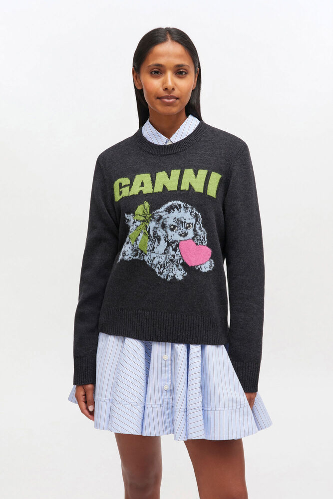 Grey Puppy Wool Jumper, Phantom