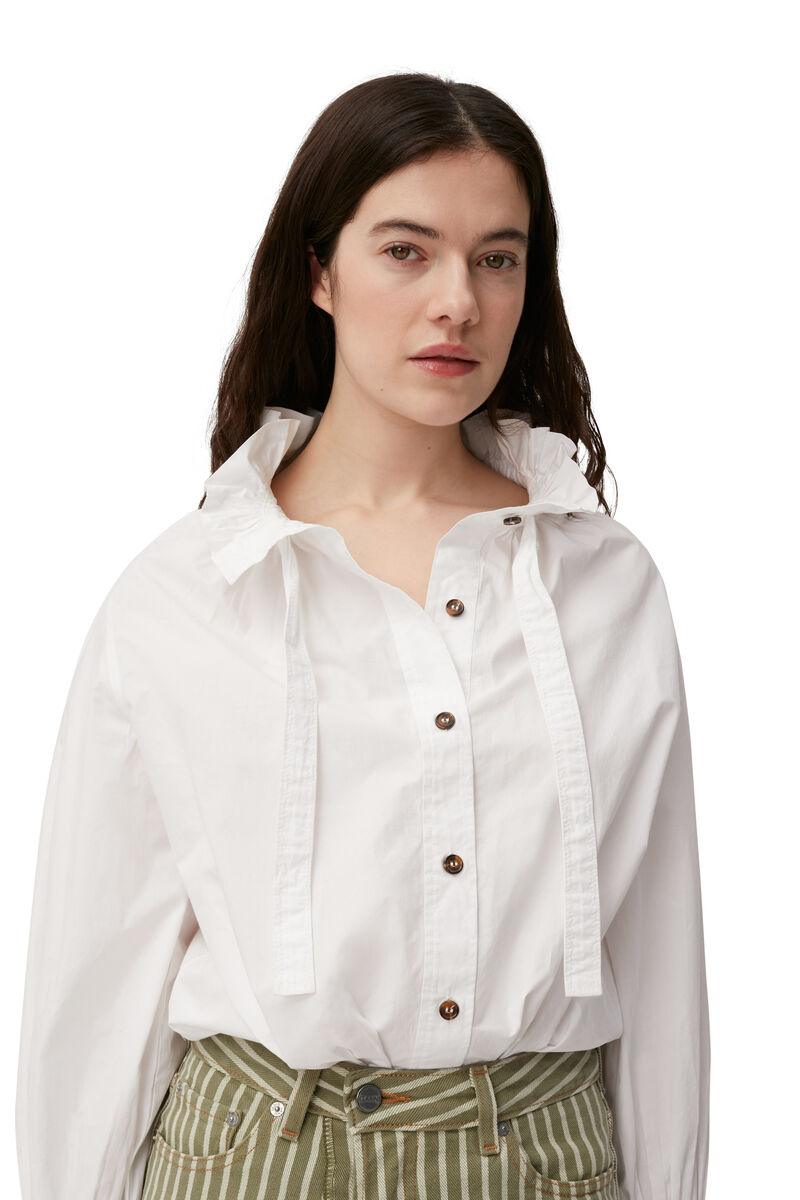 Cotton Poplin Shirt , Cotton, in colour Bright White - 3 - GANNI