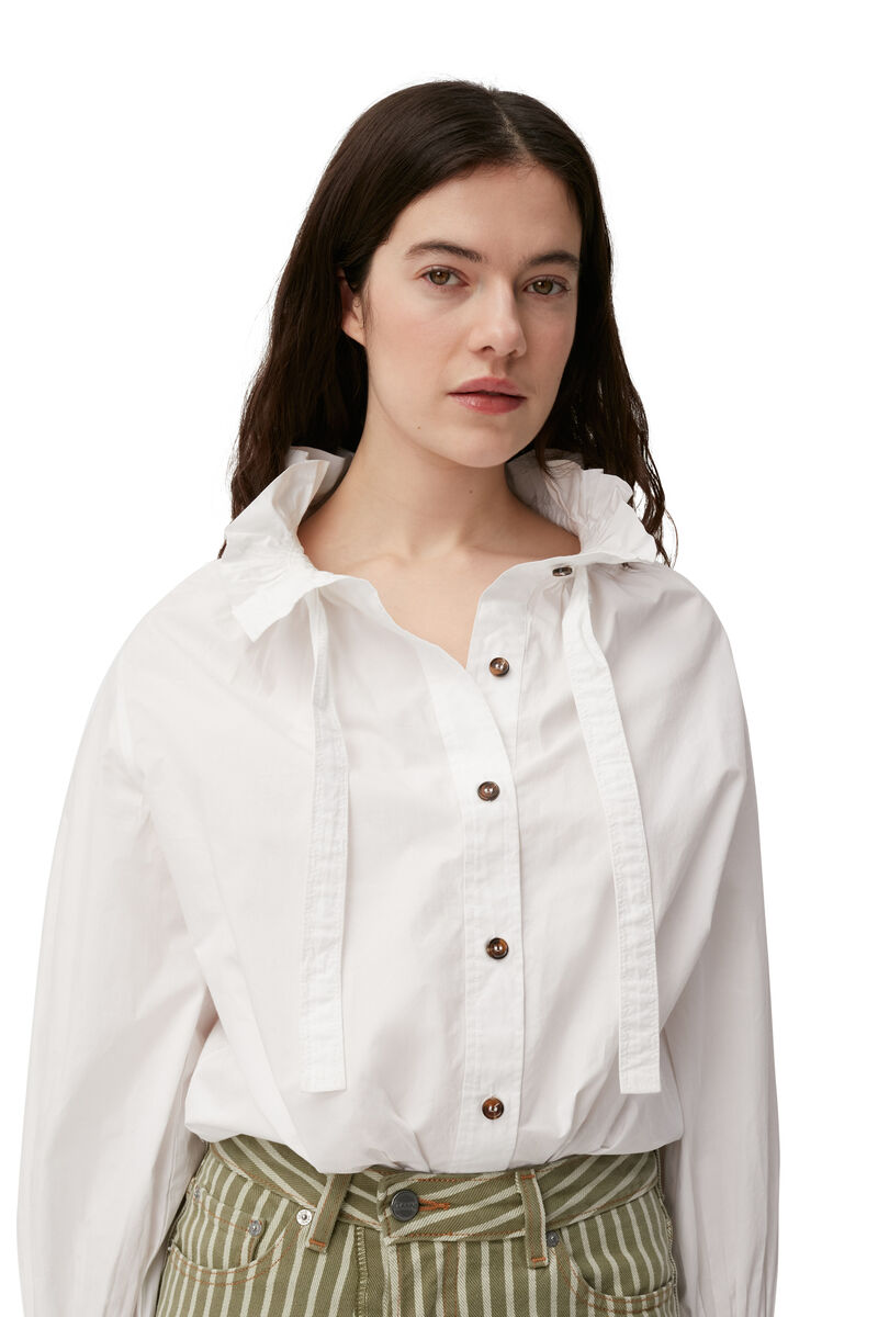 Cotton Poplin Shirt , Cotton, in colour Bright White - 3 - GANNI