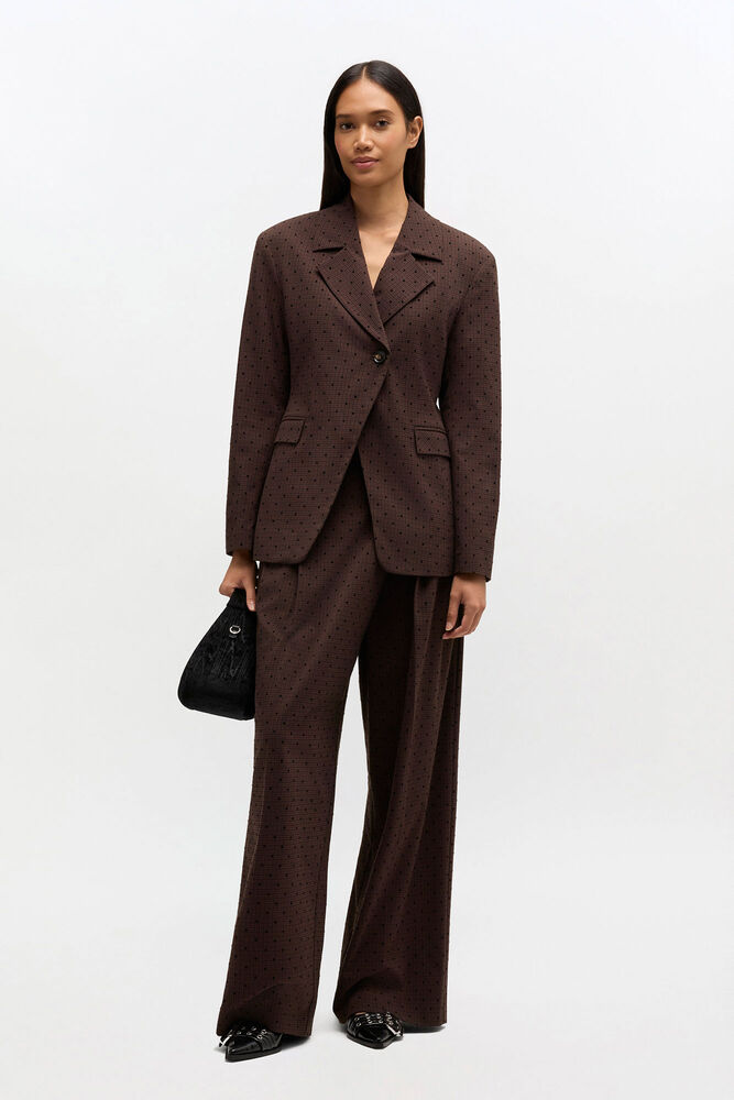 Flock Check Cross-over Trousers, Chicory Coffee