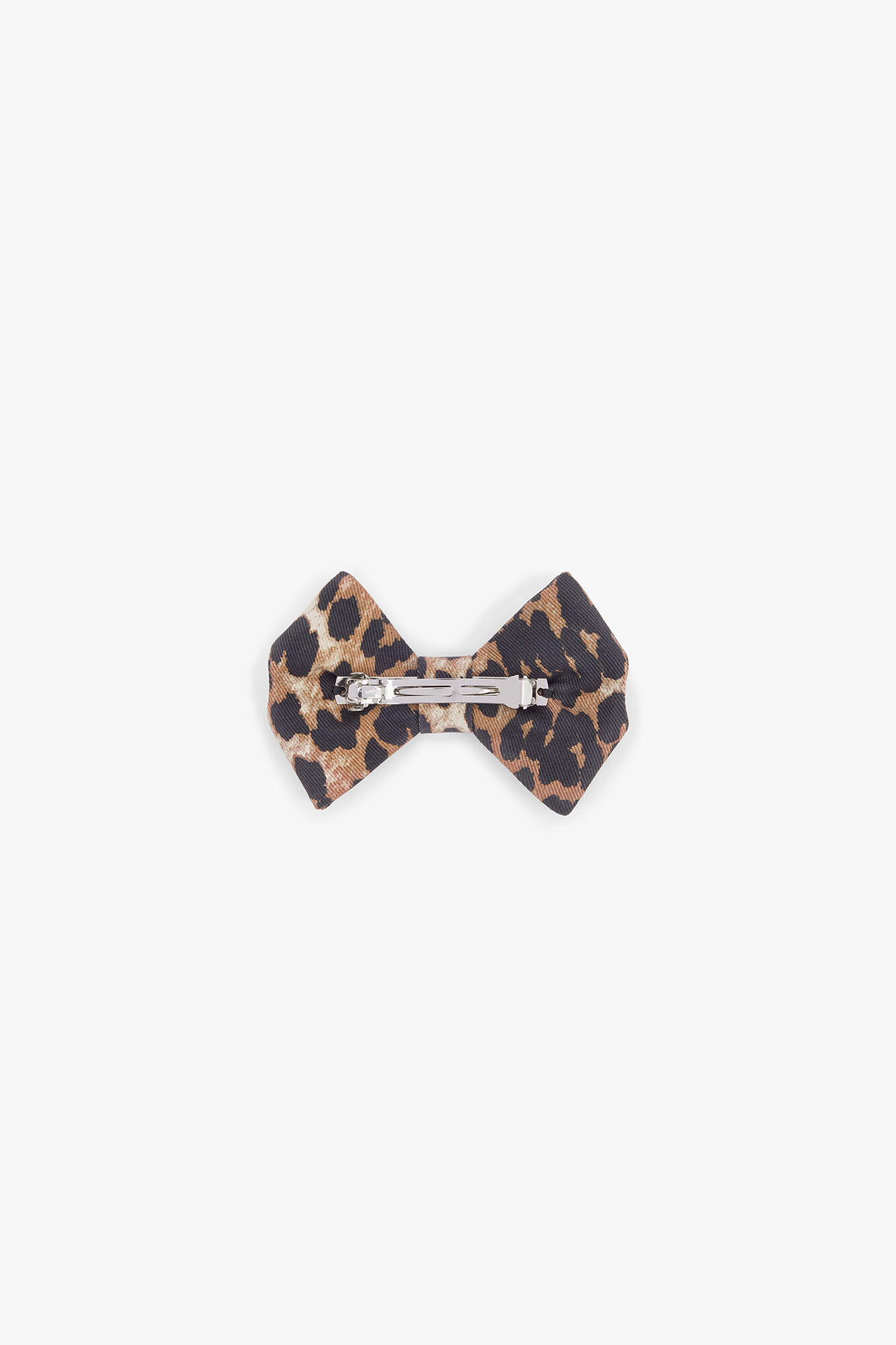 Leopard Bow Hairclip, Viscose, in colour Almond Milk - 2 - GANNI