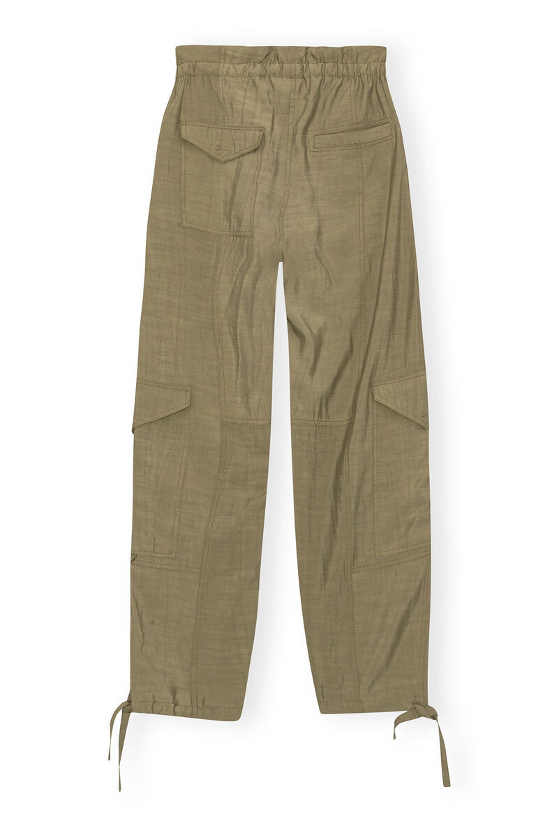 Light Slub High Waist Pocket Pants, LENZING™ ECOVERO™, in colour Aloe - 2 - GANNI
