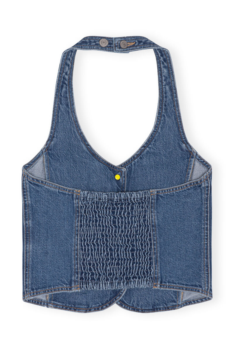 Halterneck Top, in colour Light Indigo - 2 - GANNI