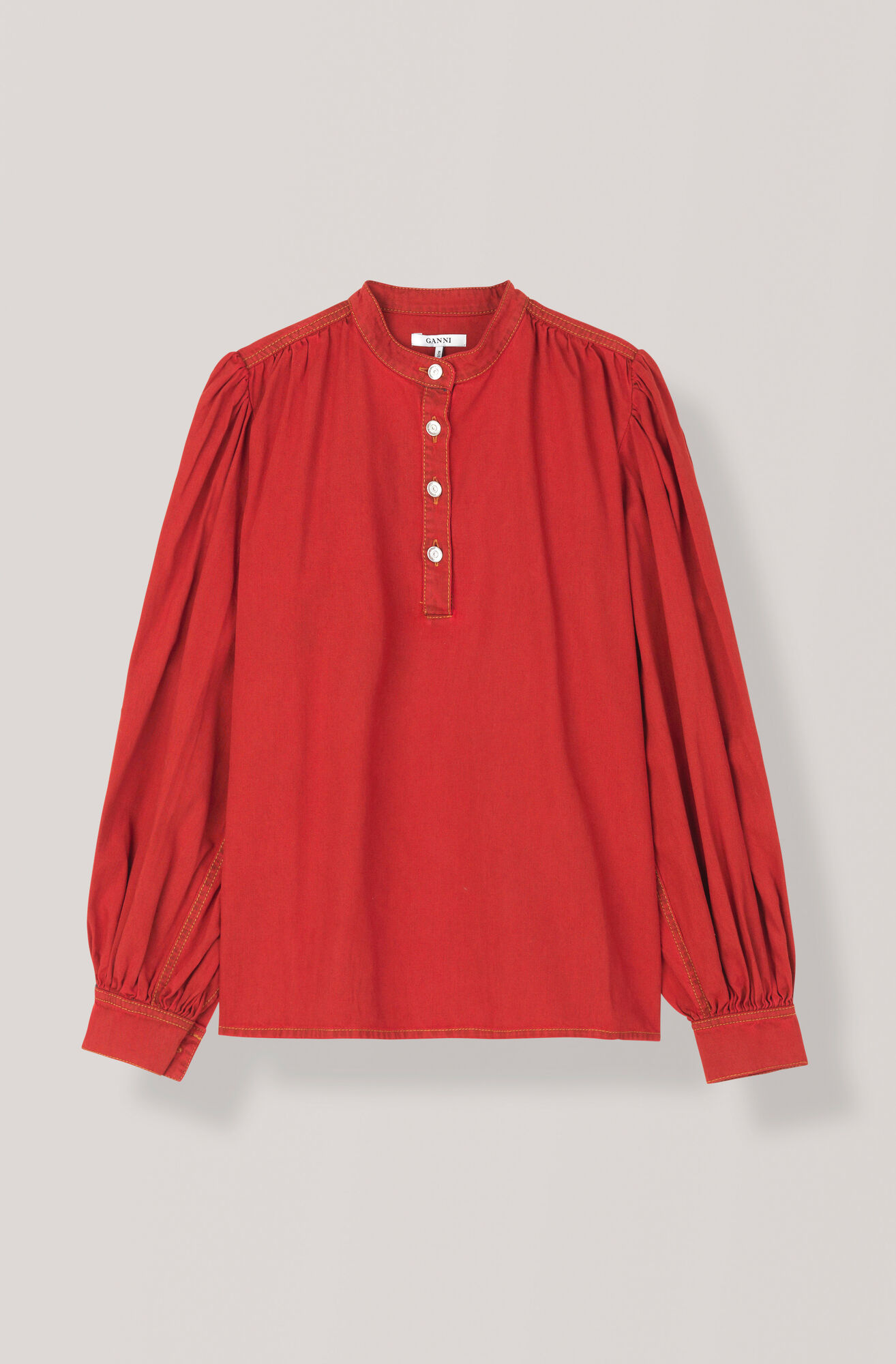 Soft Denim Bluse, Fiery Red Overdye Soft Denim Bluse, Fiery Red Overdye, hi-res