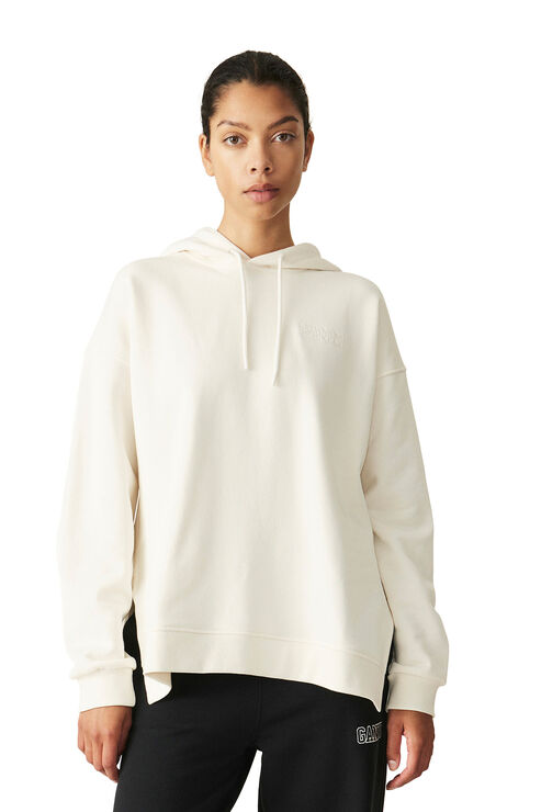 Ganni Oversized Hooded Sweatshirt Egret Size L/xl