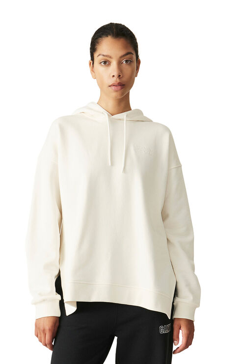 Ganni Oversized Hooded Sweatshirt Egret Size L/xl In Egret