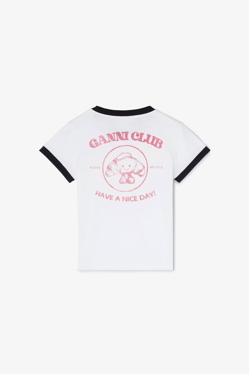 Hvid Paris GANNI Club Baby Fit T-shirt, Organic Cotton, in colour Bright White - 2 - GANNI
