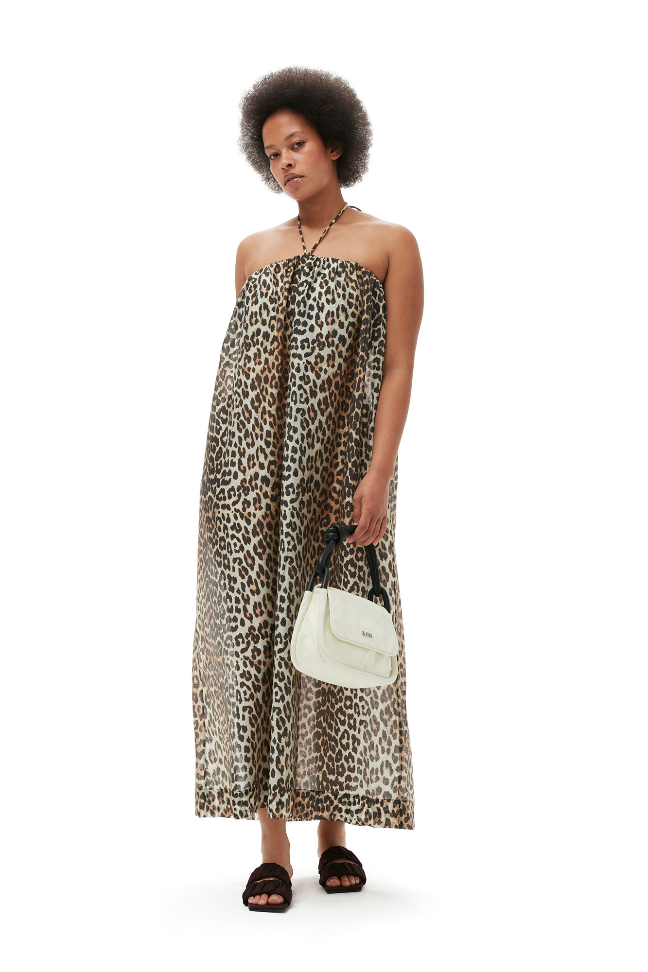 Sheer Voile Maxi Strap Dress, Lyocell, in colour Almond Milk - 5 - GANNI
