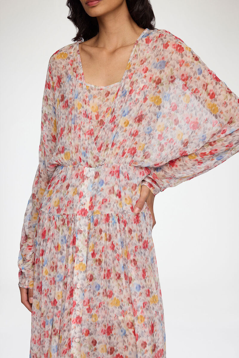 Dress in Floral Silk, Organic Wool, in colour Multicolour - 3 - GANNI