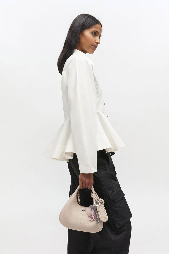 Light Grey Mini Hobo Bag, White Pepper
