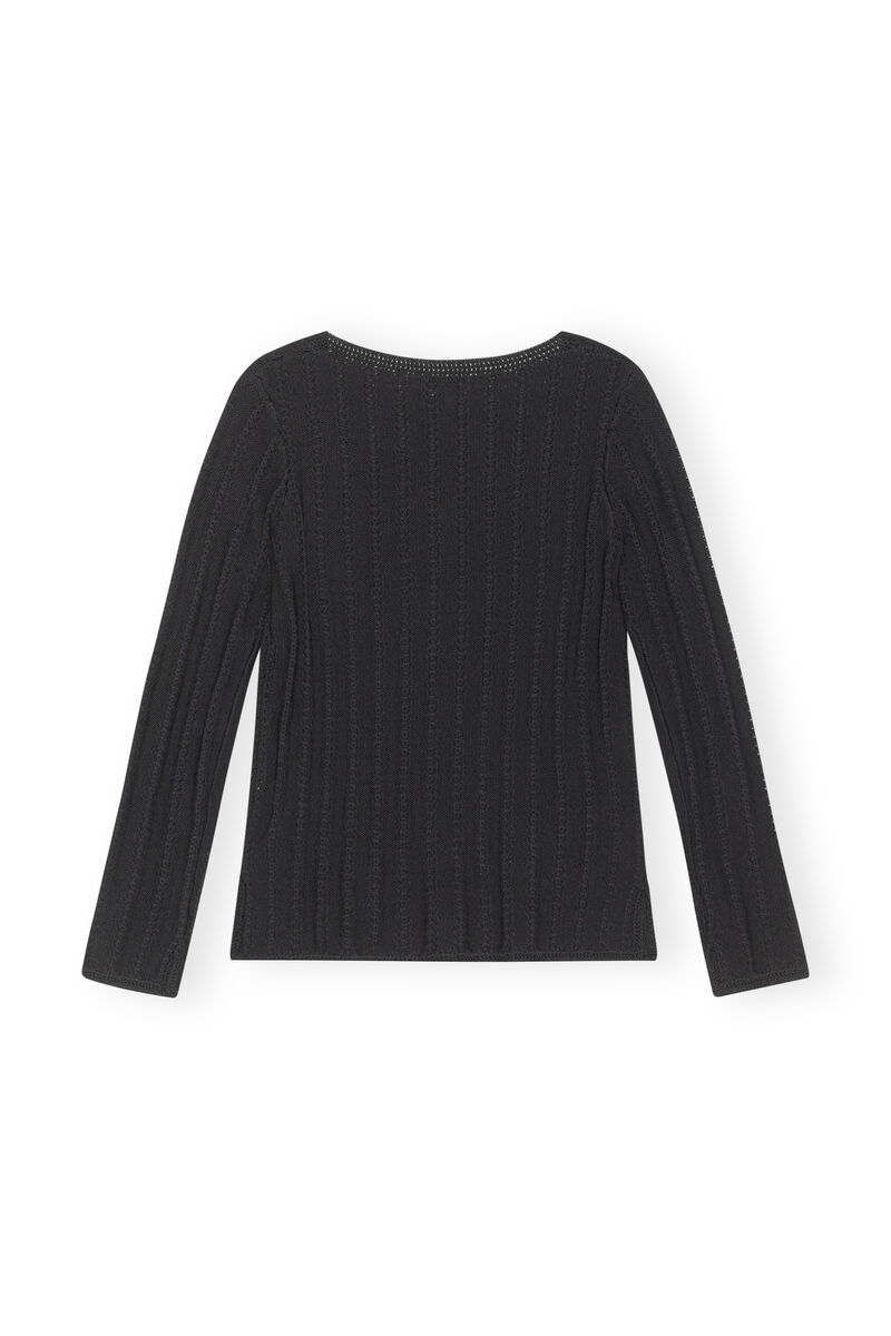 Knit Henley Top, Polyamide, in colour Black - 2 - GANNI