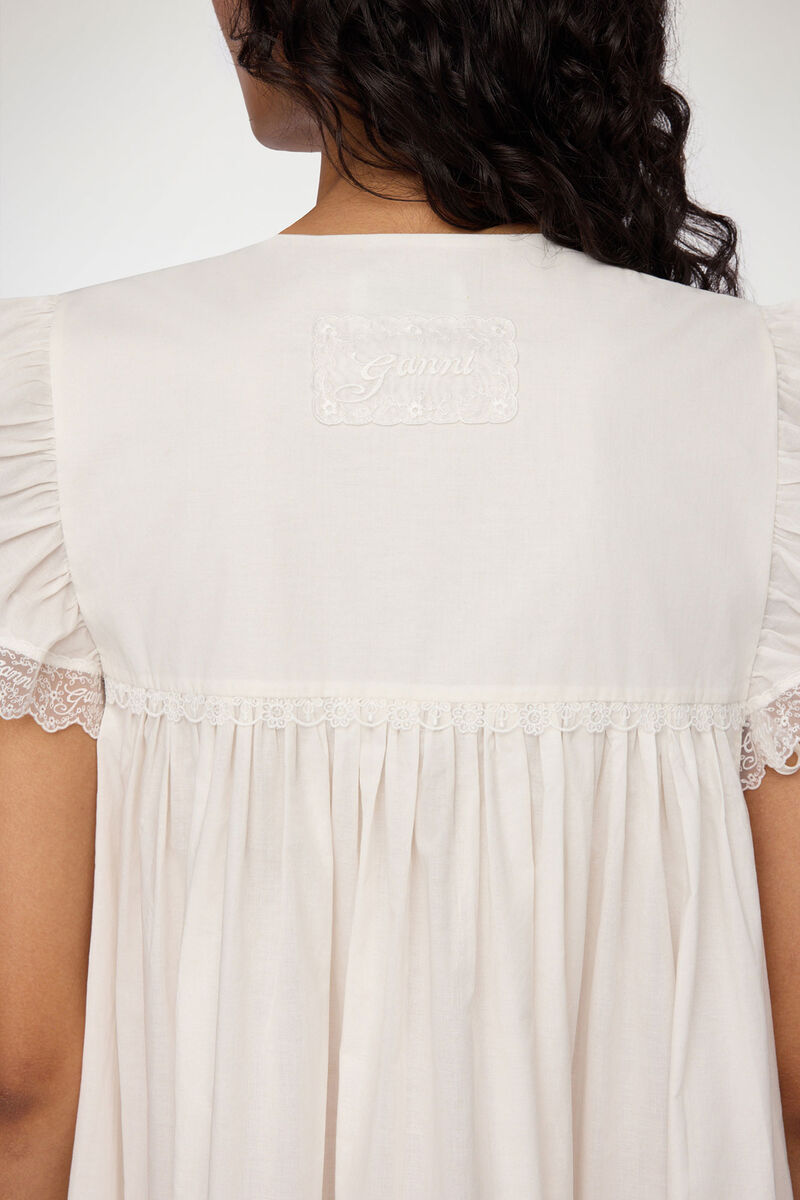 Dress in White Cotton, Organic Cotton, in colour Bright White - 4 - GANNI
