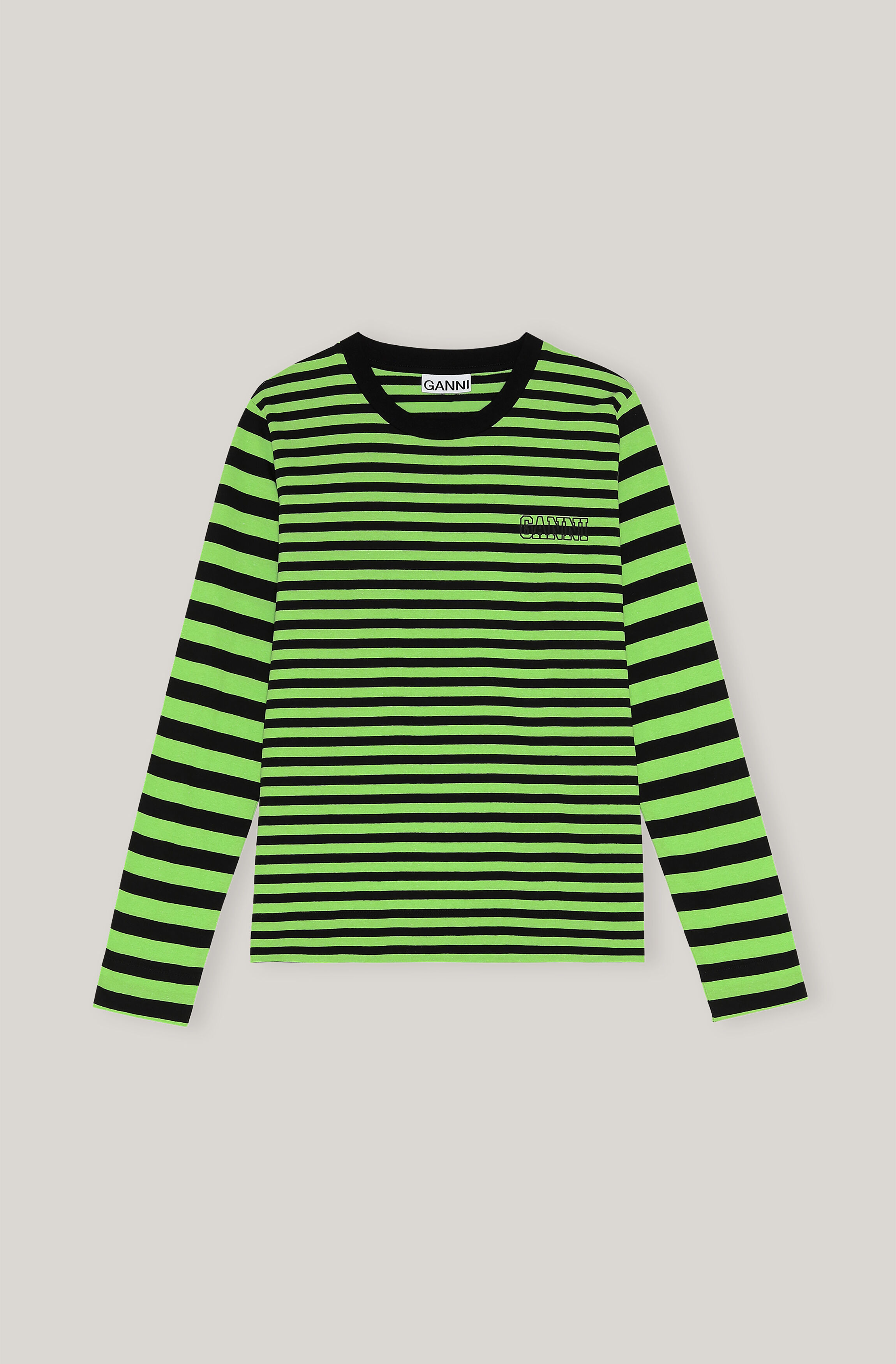 ganni green striped shirt