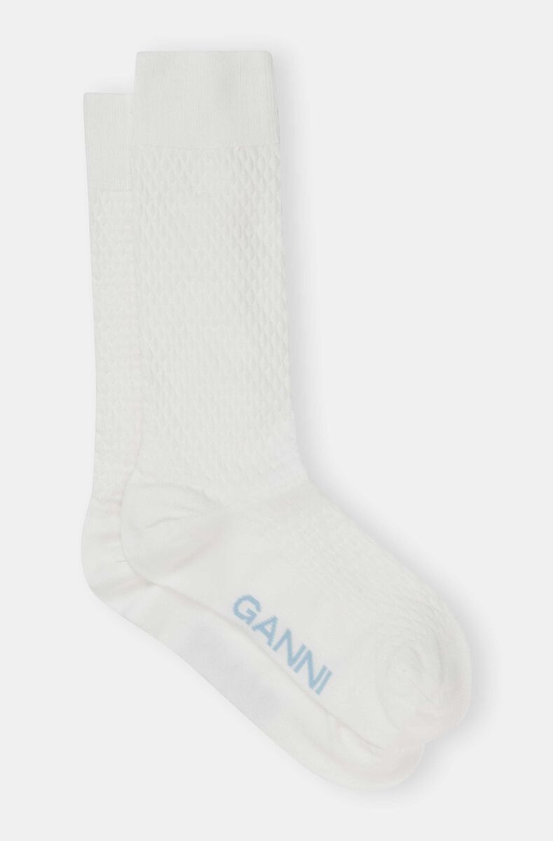 Socks, Cotton, in colour White - 1 - GANNI