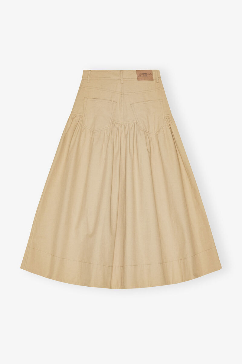Suiting Long Skirt, Linen, in colour Pale Khaki - 2 - GANNI