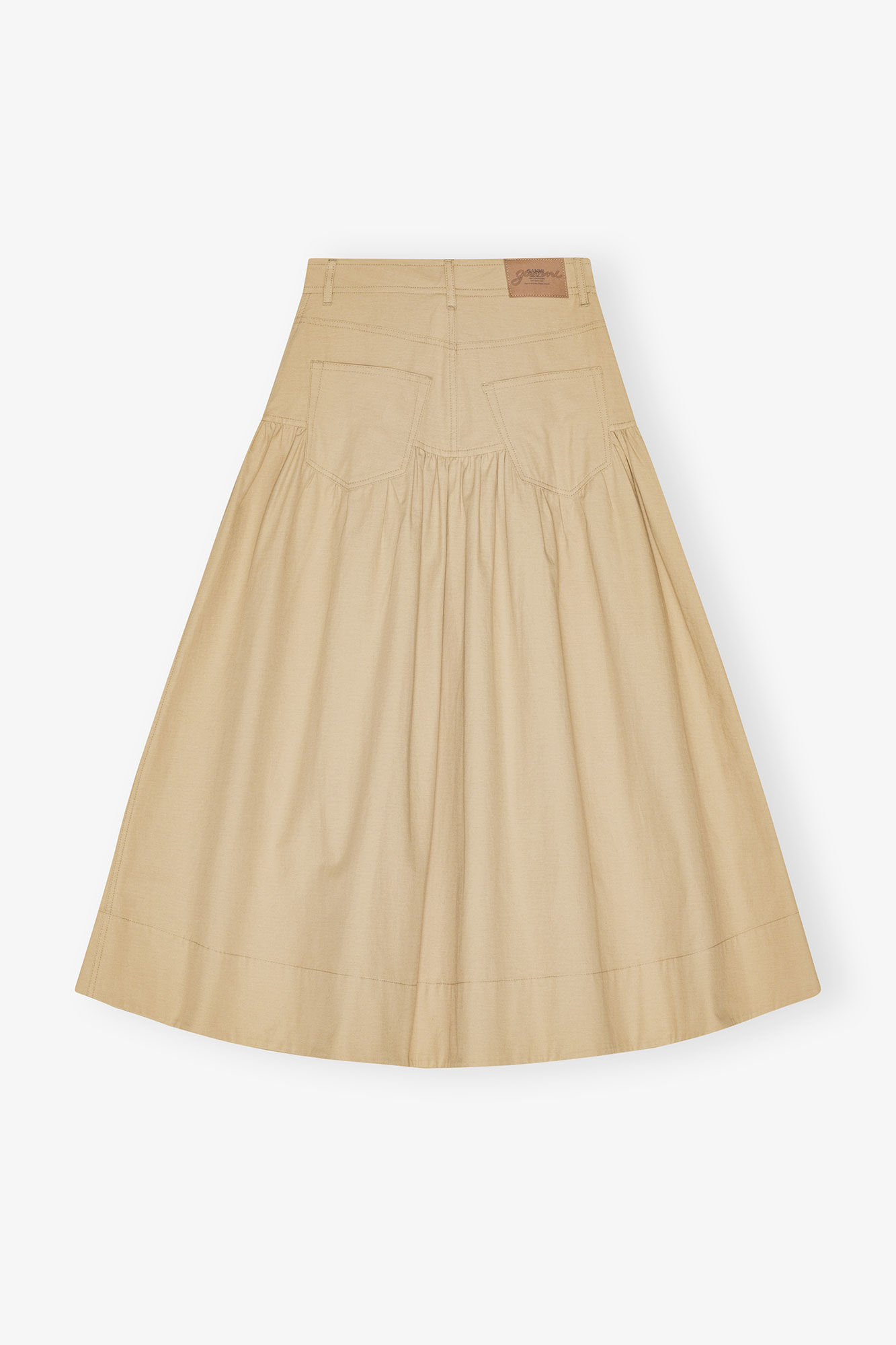 Suiting Long Skirt, Linen, in colour Pale Khaki - 2 - GANNI
