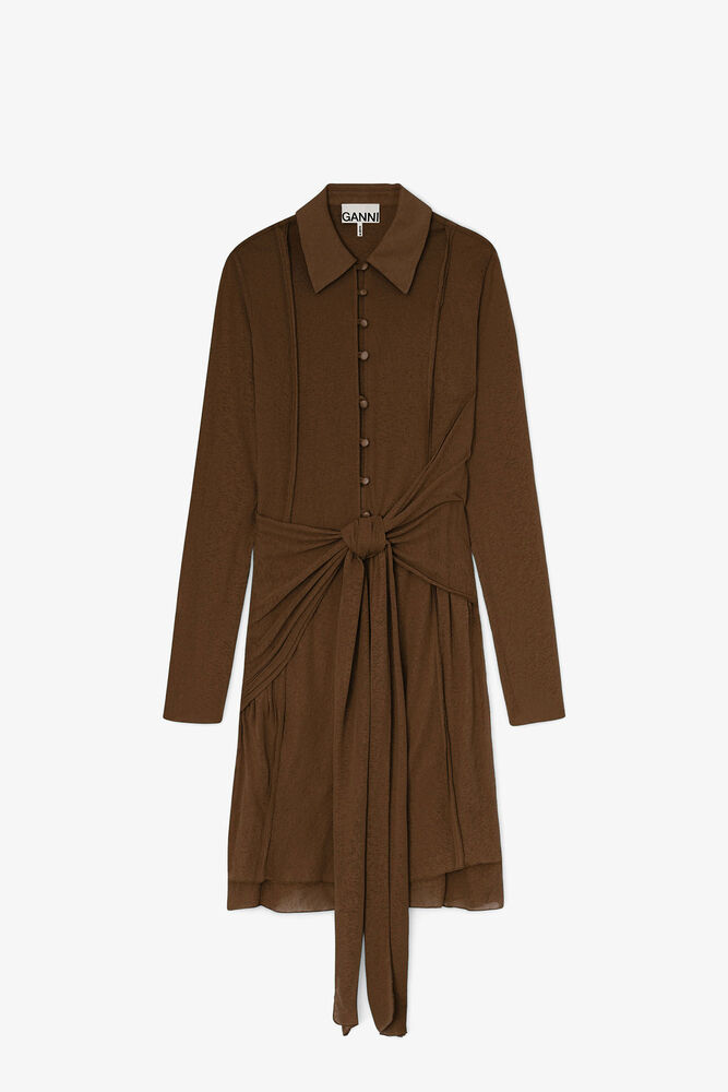 Short Dress in Marl Mesh, Demitasse