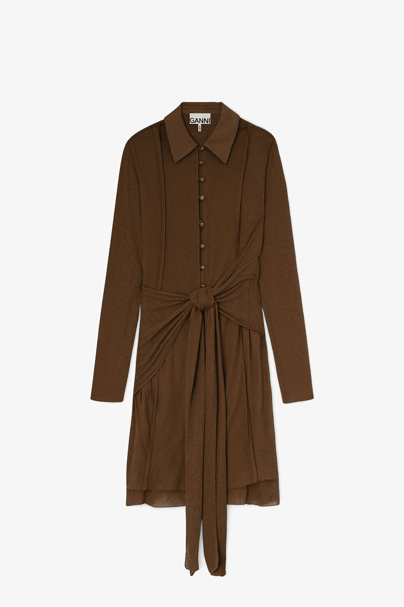 Short Dress in Marl Mesh, Recycled Polyester, in colour Demitasse - 1 - GANNI