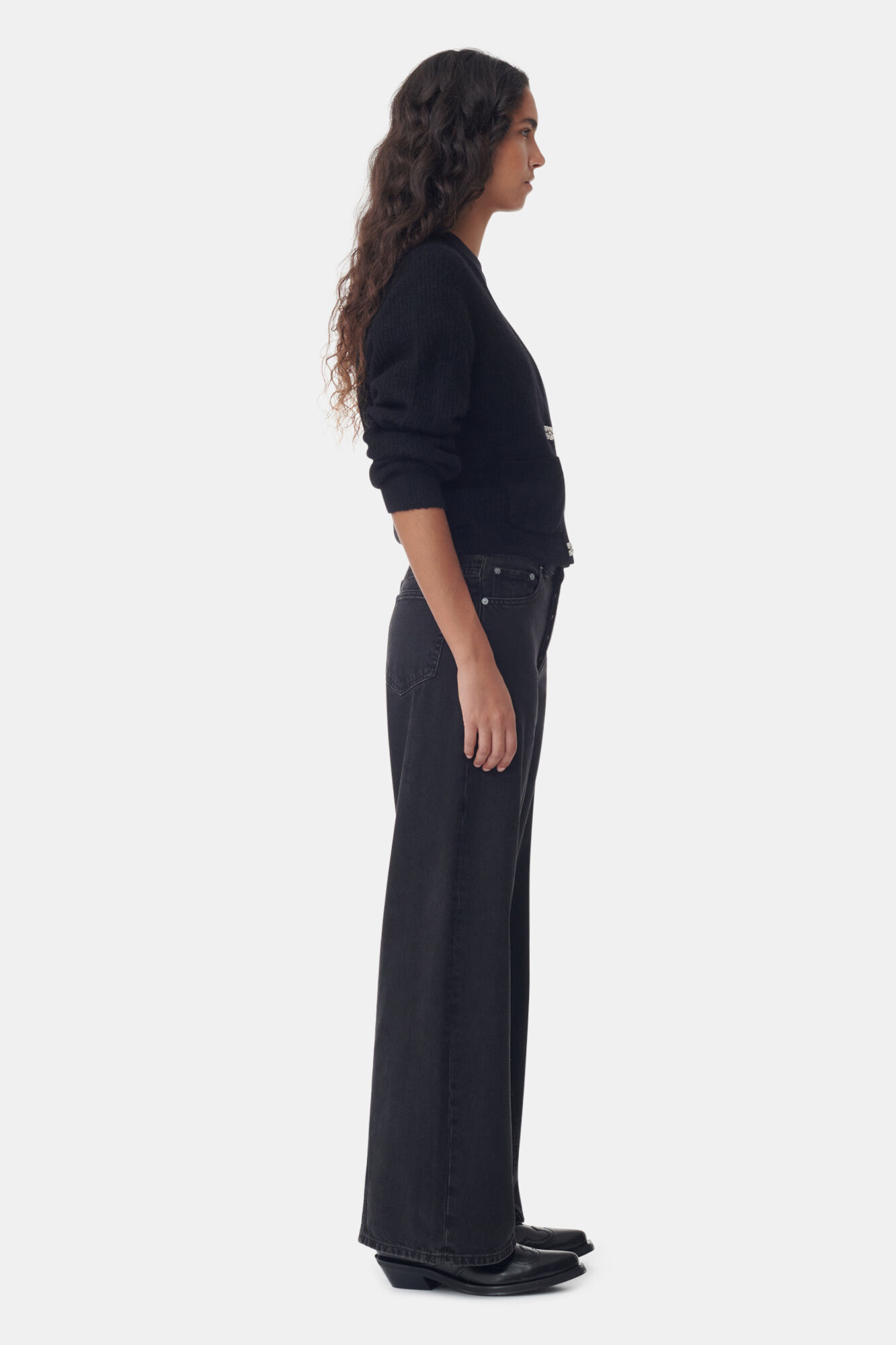 Washed Black Joezy Jeans, Cotton, in colour Washed Black/Black - 2 - GANNI