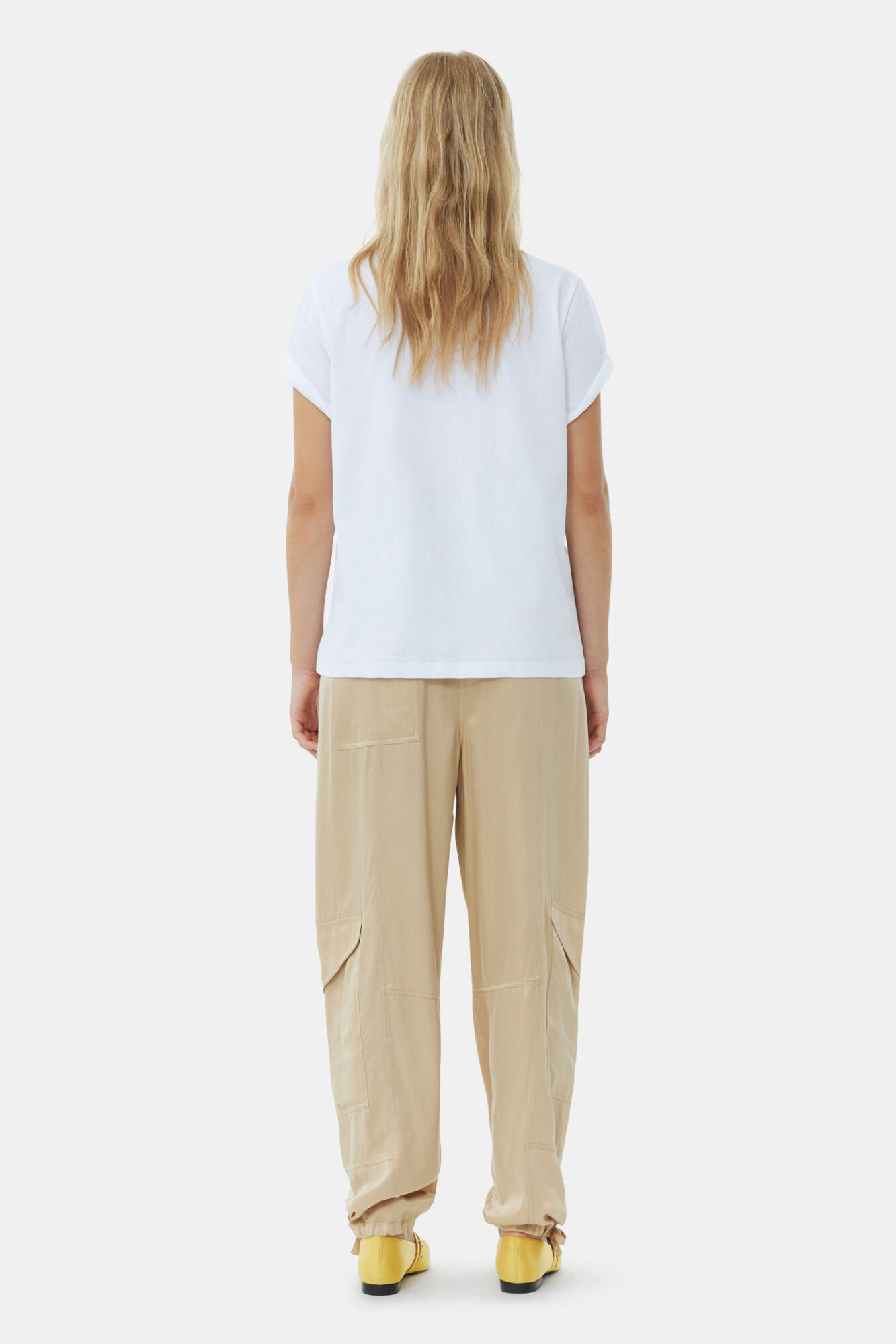 White Relaxed Banana T-shirt, Cotton, in colour Bright White - 4 - GANNI
