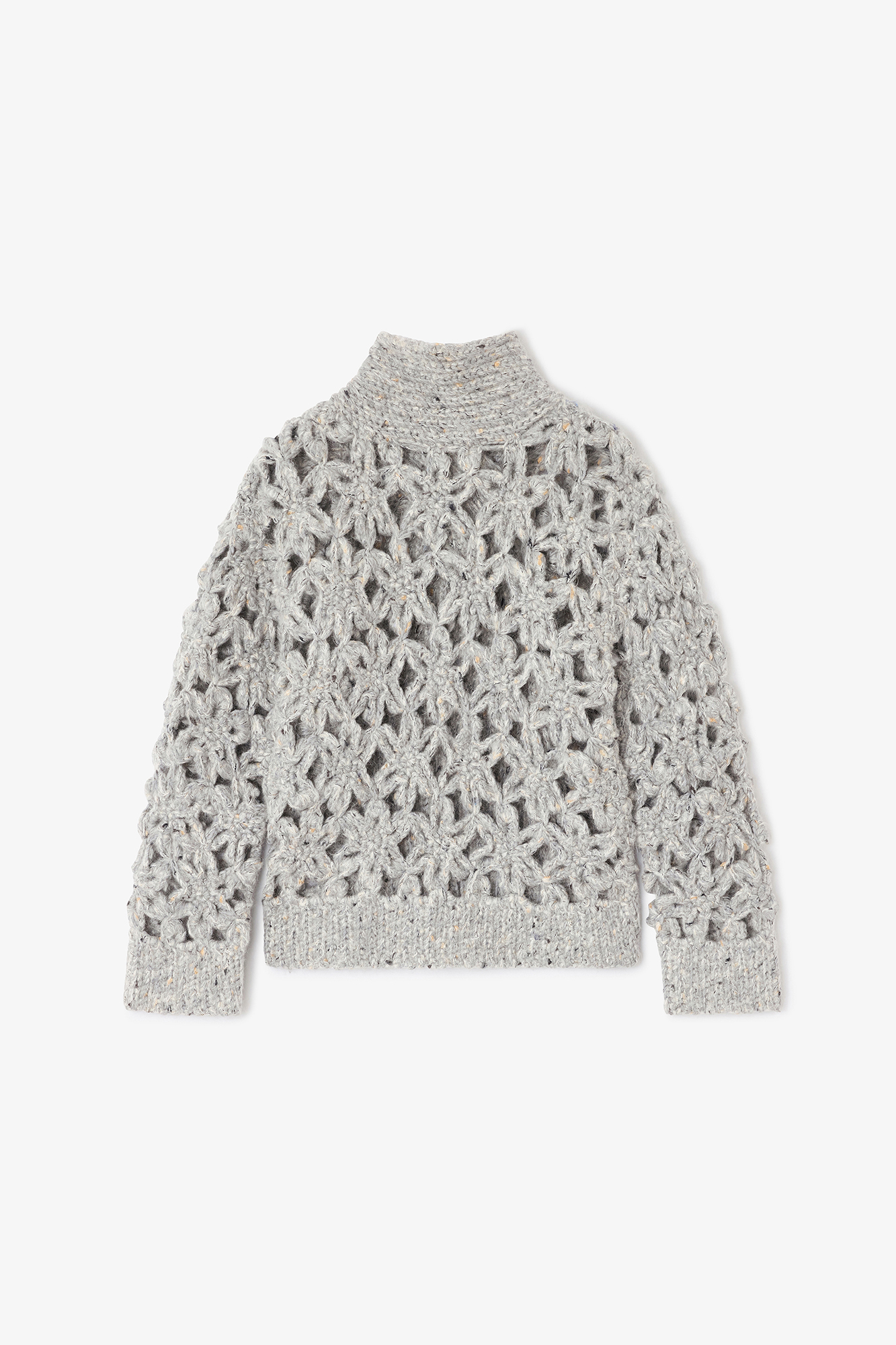 Grey Flower Crochet Sweater | GANNI US