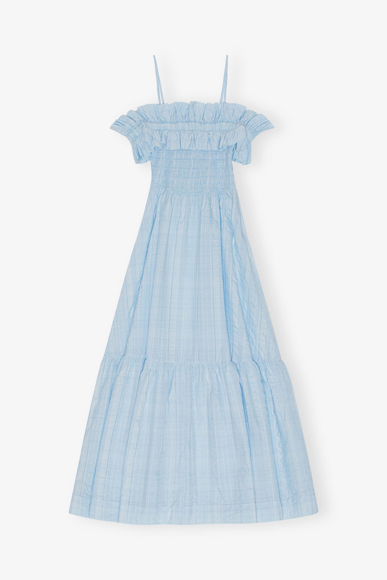 Seersucker Check Smock Maxi Dress