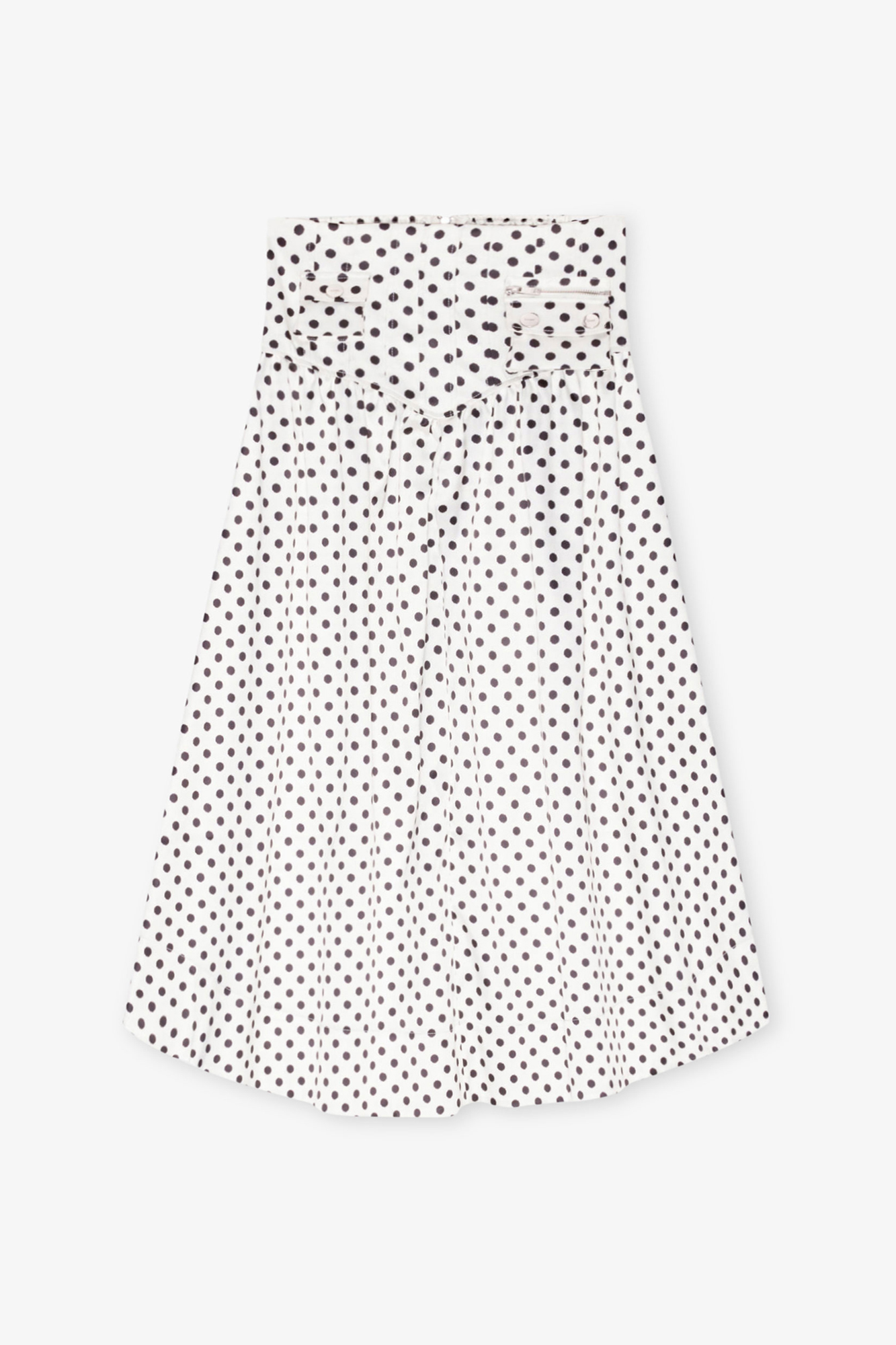 Polka Dot Double Satin Long Pocket Skirt