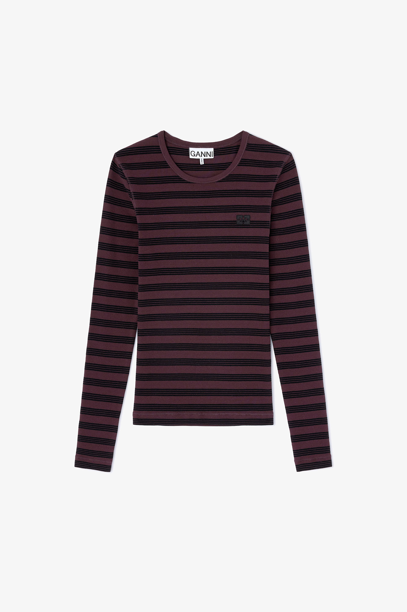 GANNI　Striped Cotton Rib Long-Sleeve A1050066_00B_1.jpg