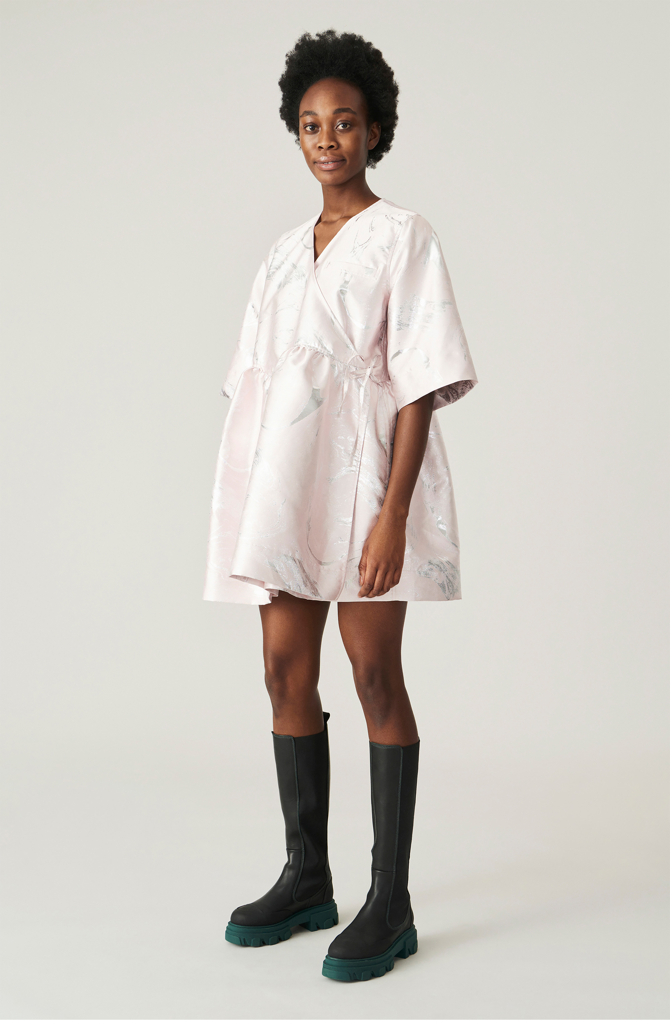 Ganni jacquard wrap dress clearance
