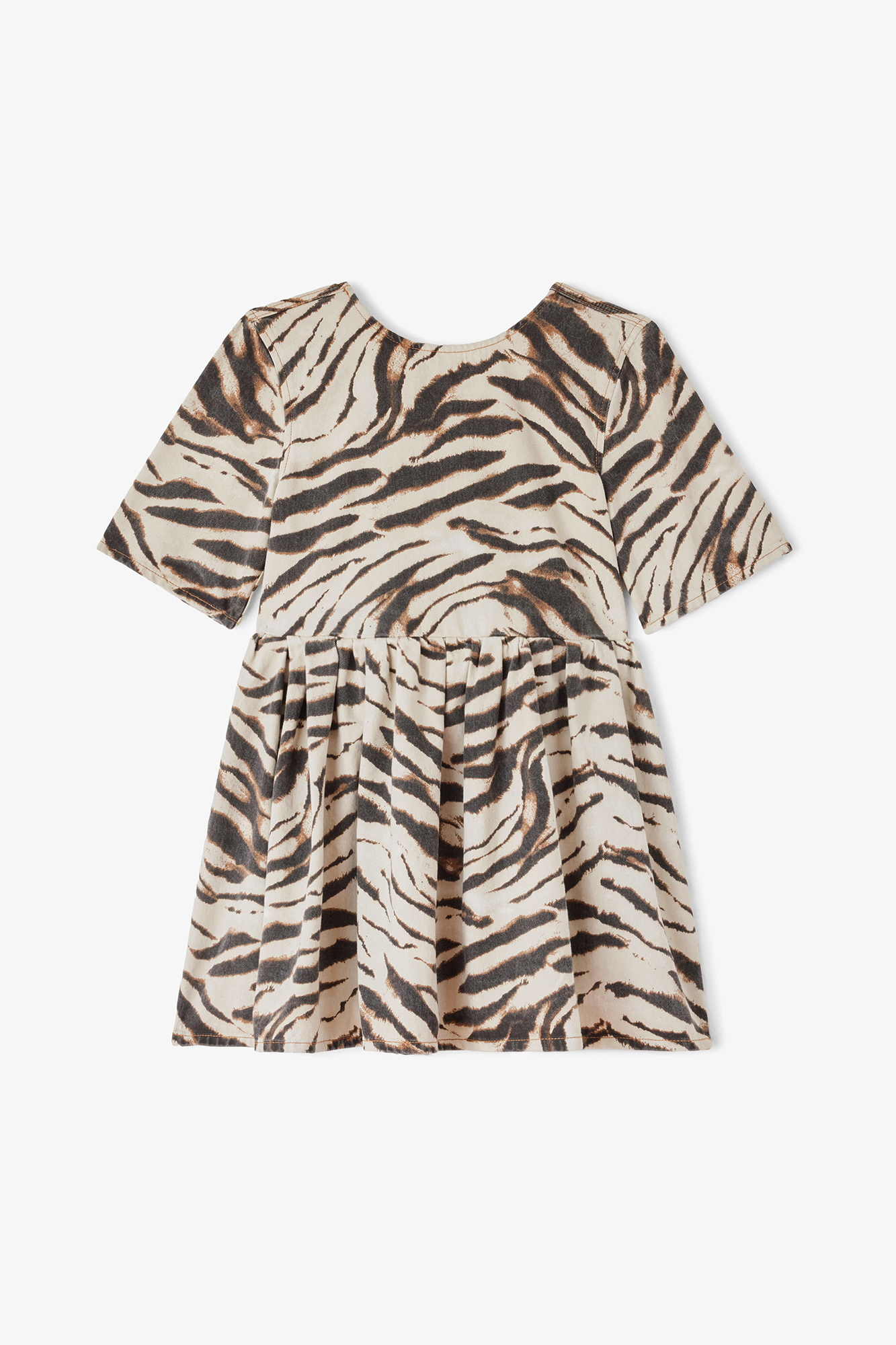 ganni pink zebra dress GANNI, Fluted Zebra-print Crepe Mini Dress In Baby