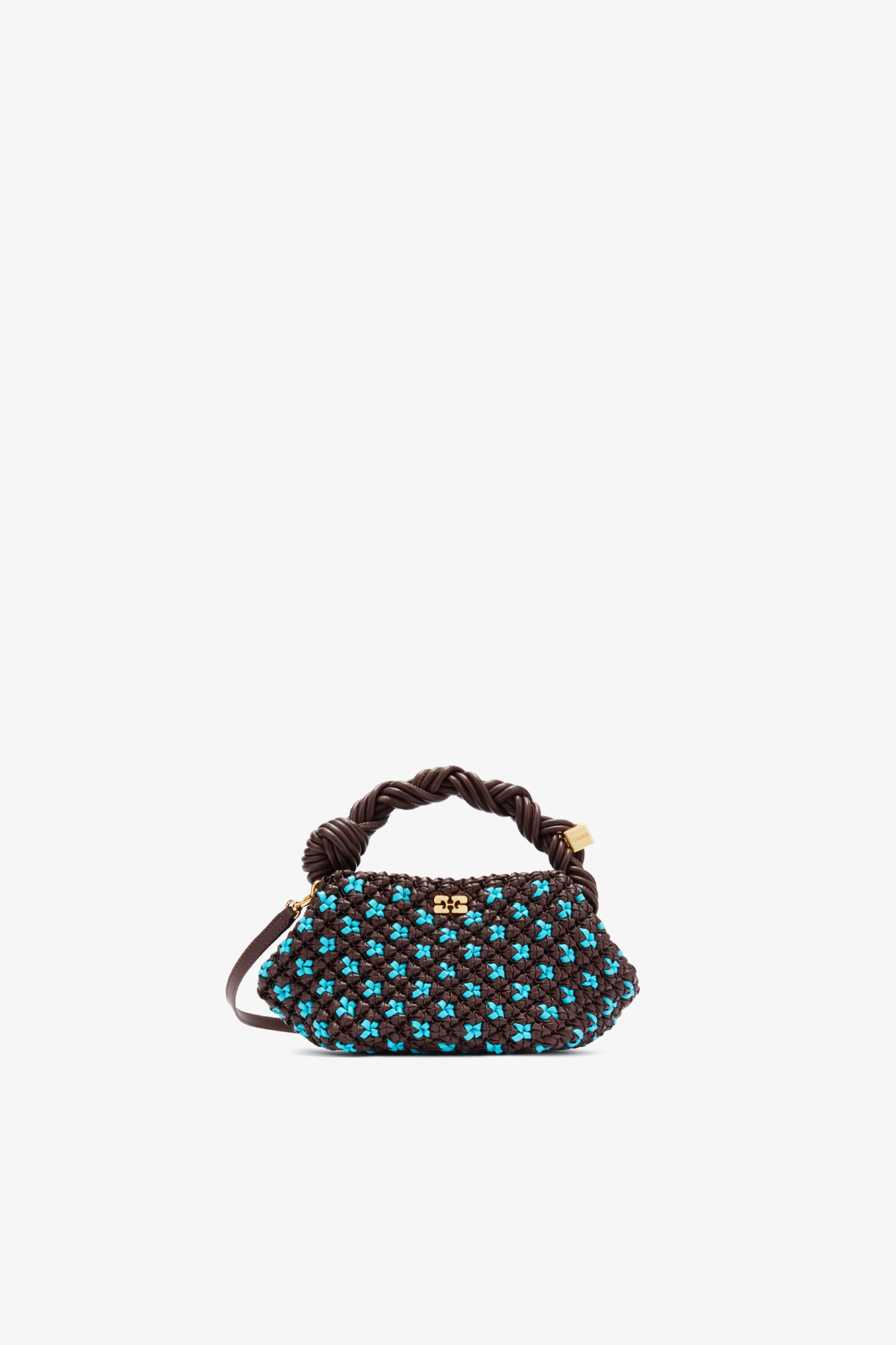 Chicory Coffee Mini Bou Bag in Braided Brown | GANNI US