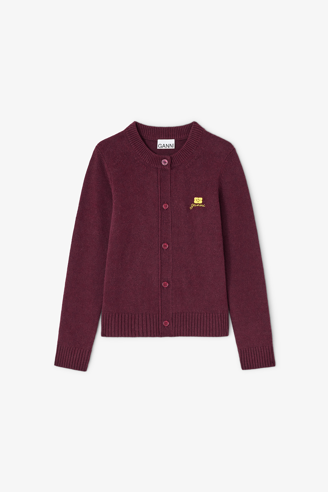 Burgundy Wool Mix Cardigan | GANNI US