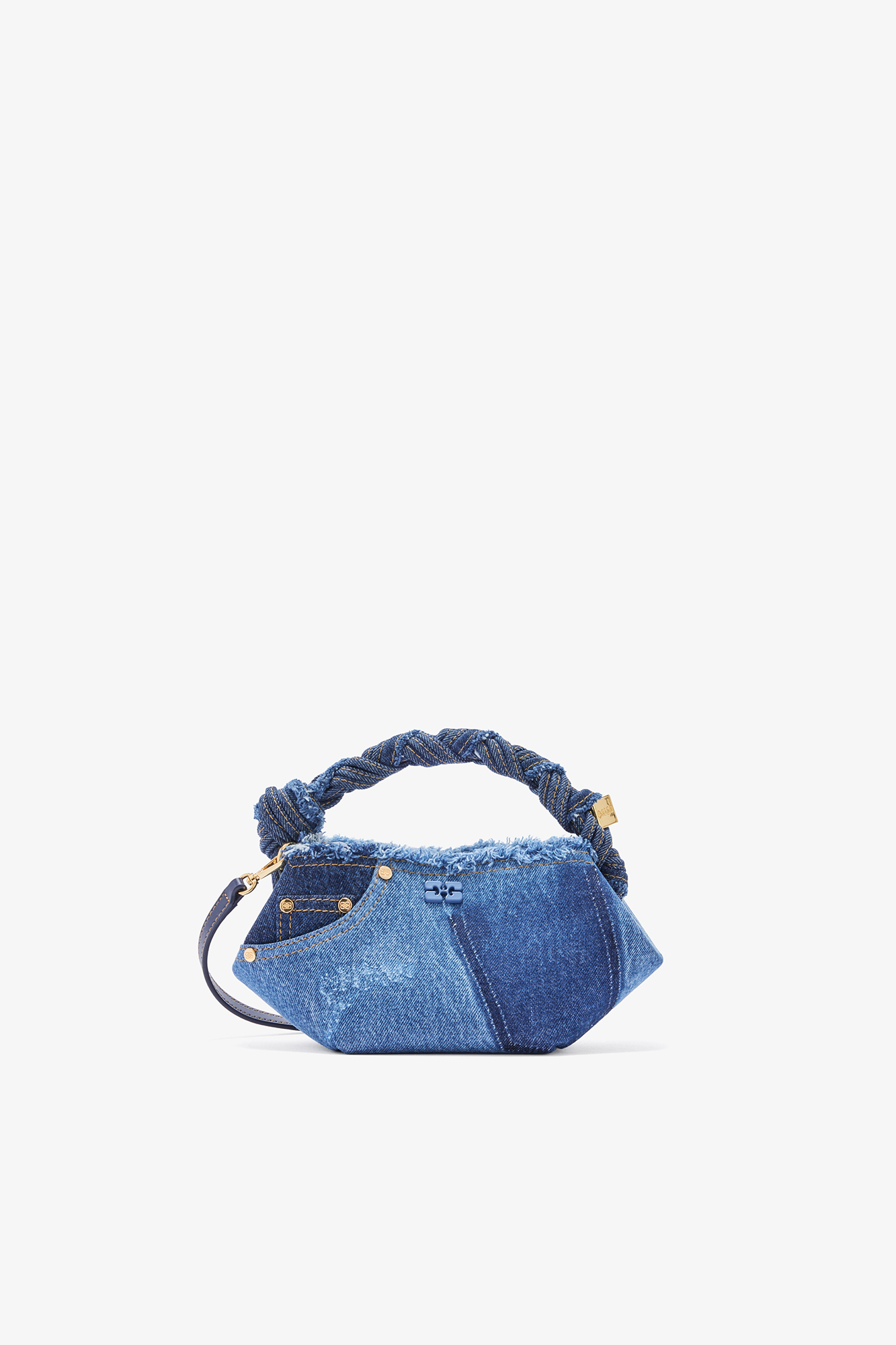 バッグ GANNI Tech Mini Tote Denim Mid Blue Vintage Mini Bou Bag in Denim | GANNI US