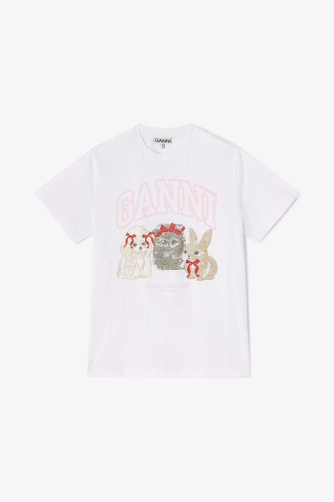 Ganni Animal T-Shirt ウサギ　ネゴ　Ｔシャツ　プリント A1050029_151_1.jpg