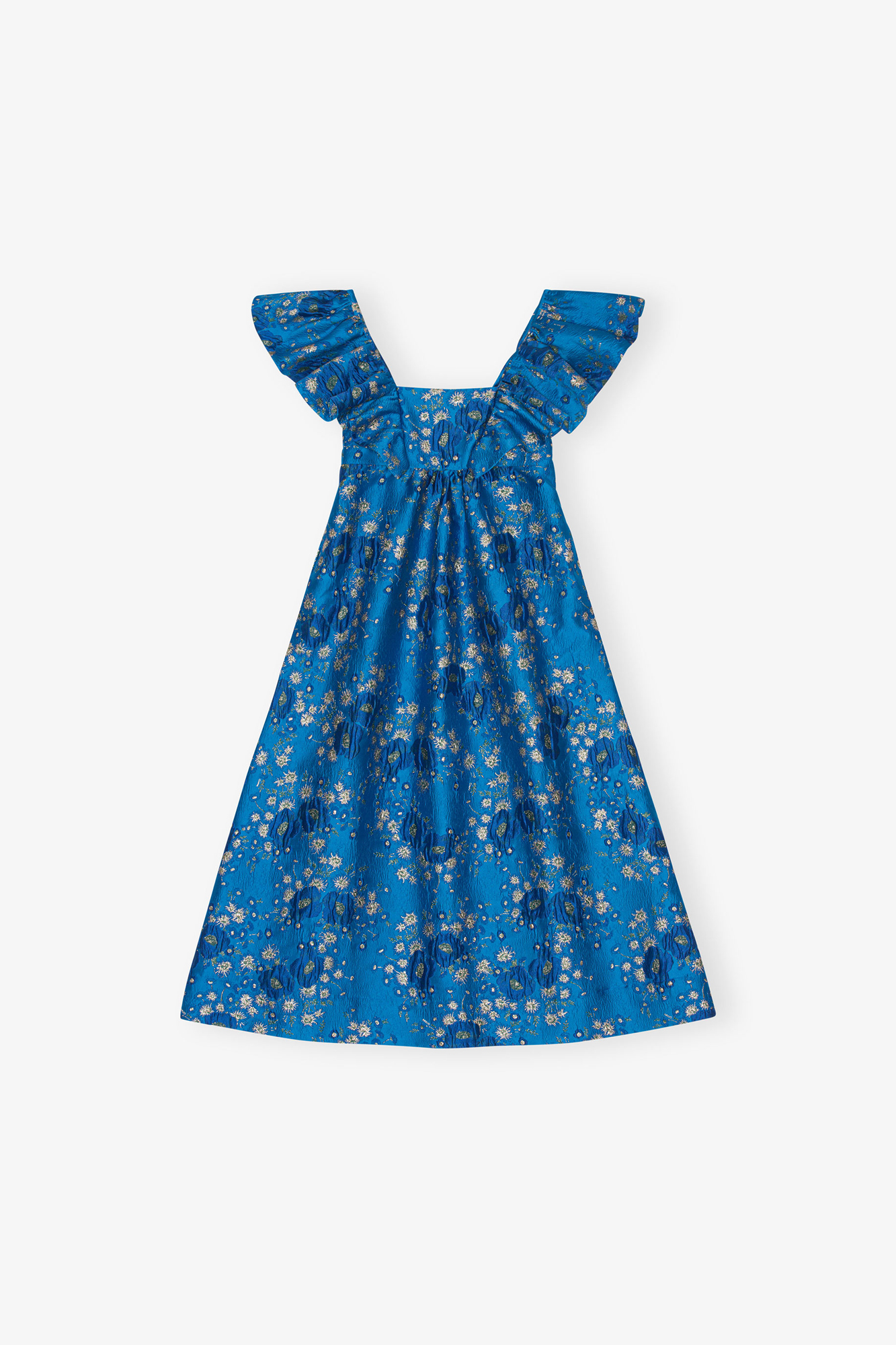 3d Jacquard Ruffle Midi Dress