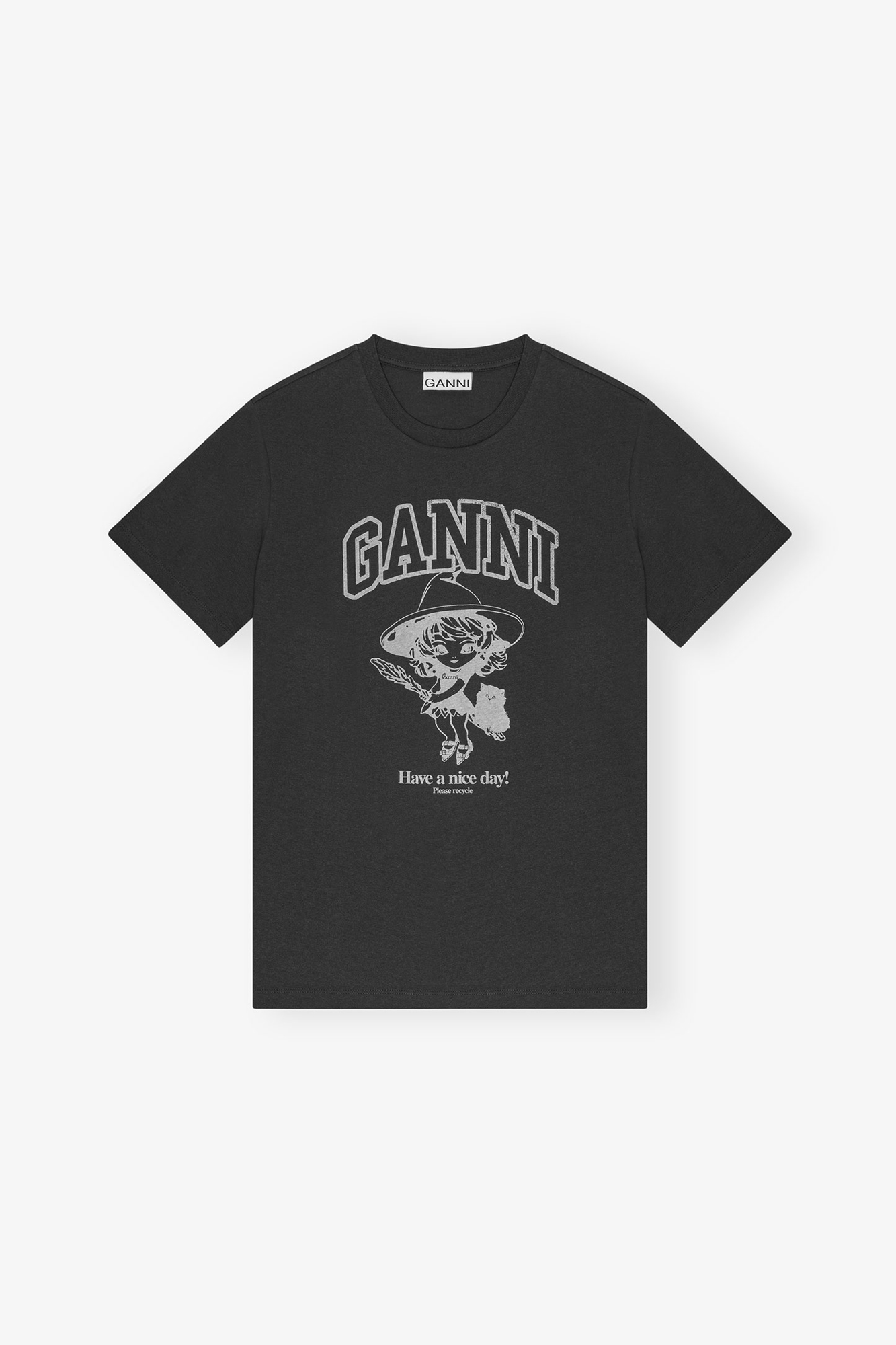 Black Basic Cotton Witch Relaxed T Shirt