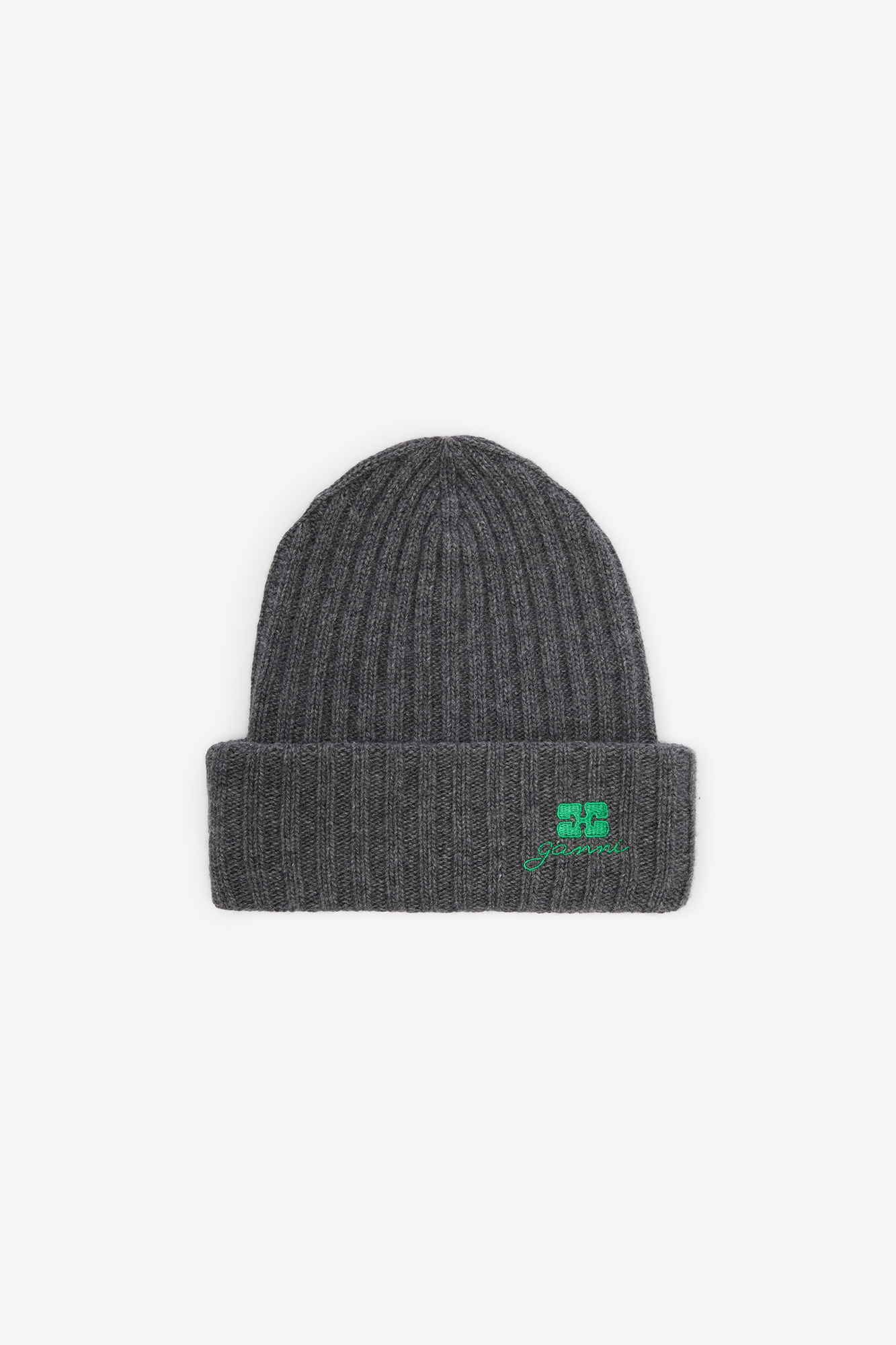 Charcoal Grey Grey Wool Knit Beanie | GANNI NL