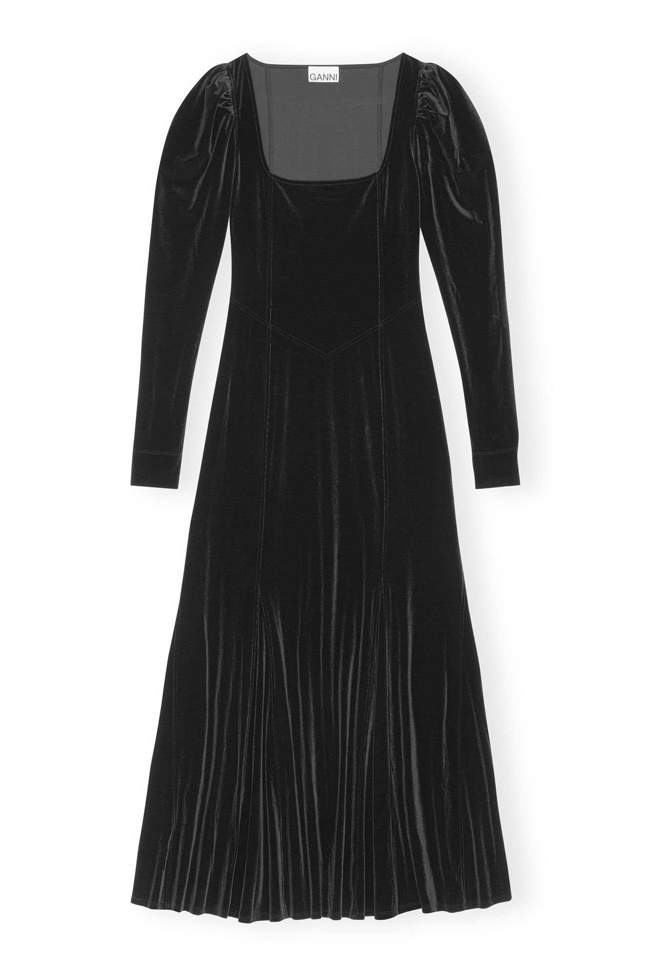 Black Black Velvet Jersey Maxi Dress | GANNI US