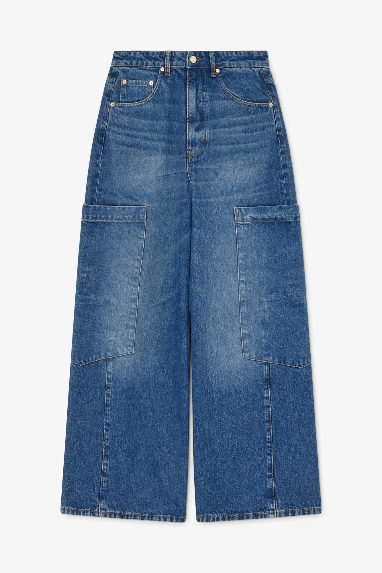 Baggy Cargo Jeans in Rigid Denim | GANNI