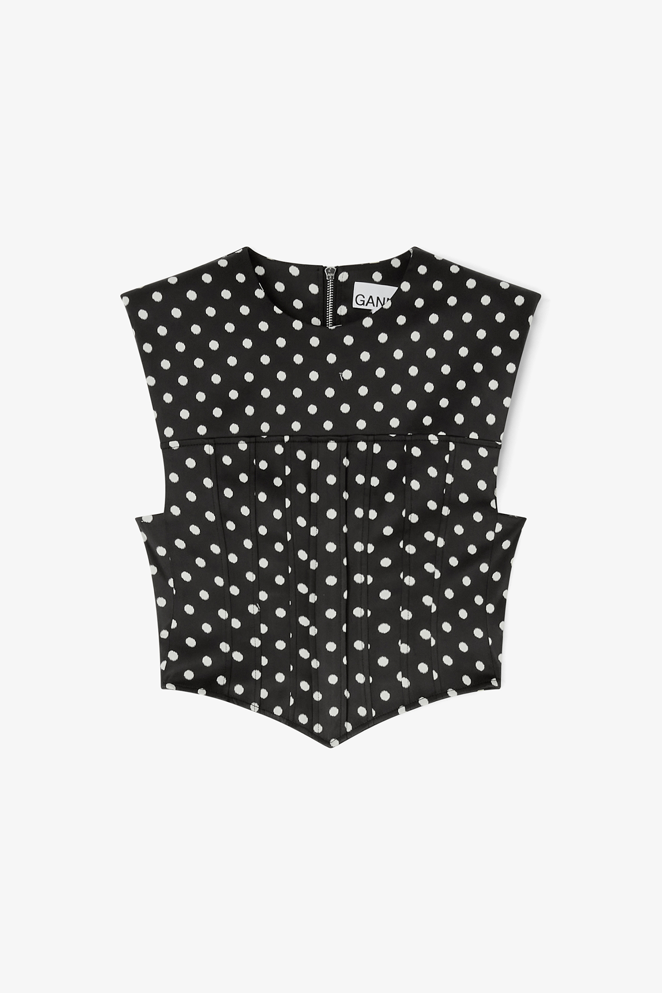 Polka-Dot Satin Corset Top | GANNI US