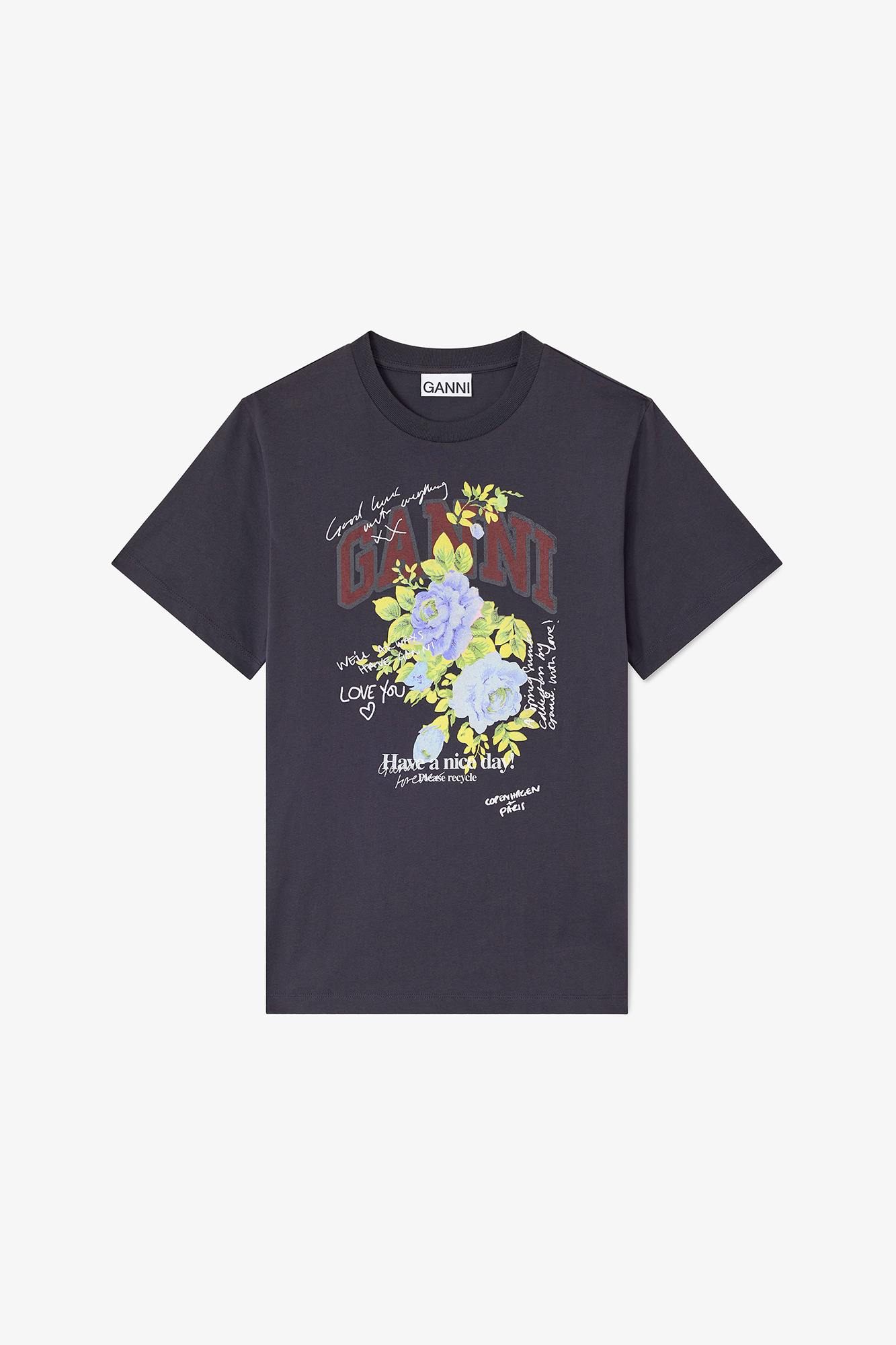 GANNI A Ring of Roses Vintage Tシャツ 半袖 Black Rose T-shirt by GANNI on Sale