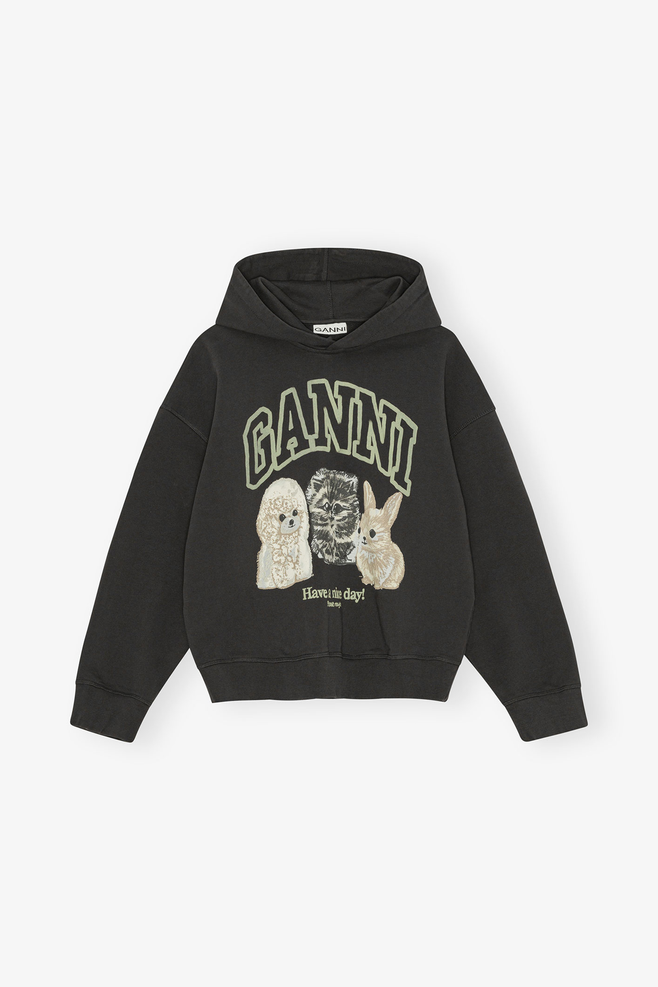Black Animal Print Hoodie | GANNI US