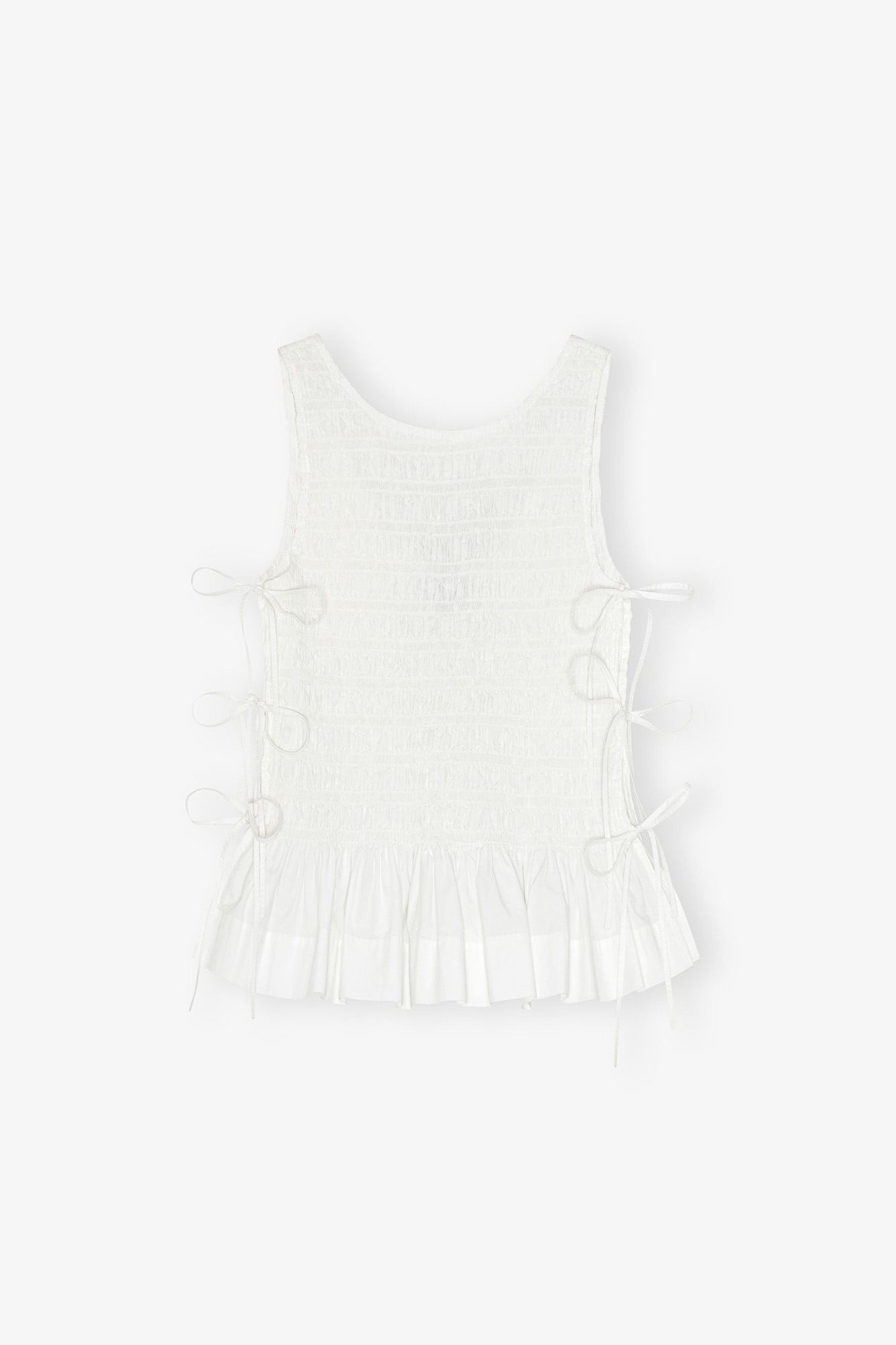 Top in White Smocked Cotton | GANNI US