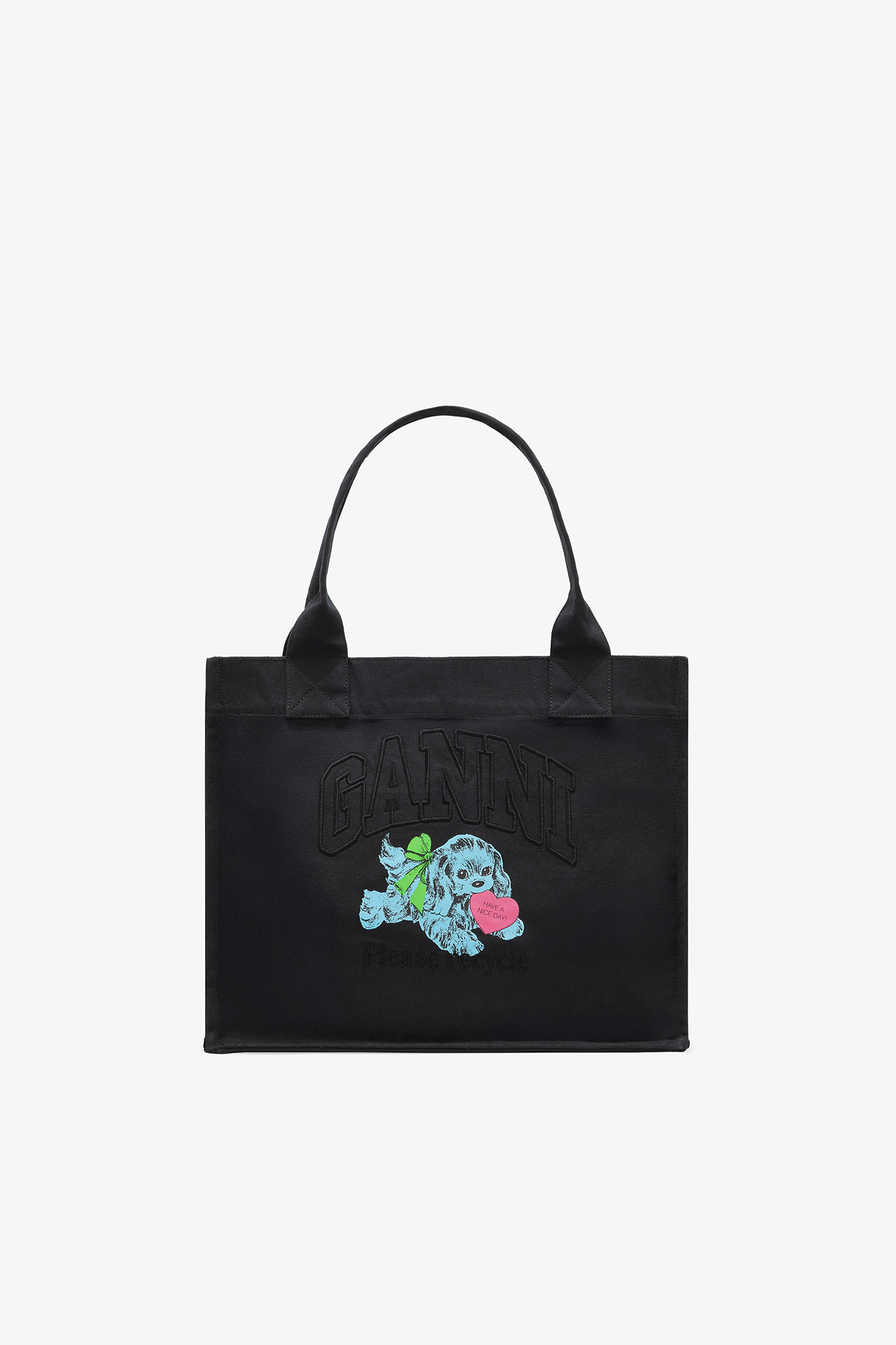 Phantom Black Puppy Large Tote | GANNI US