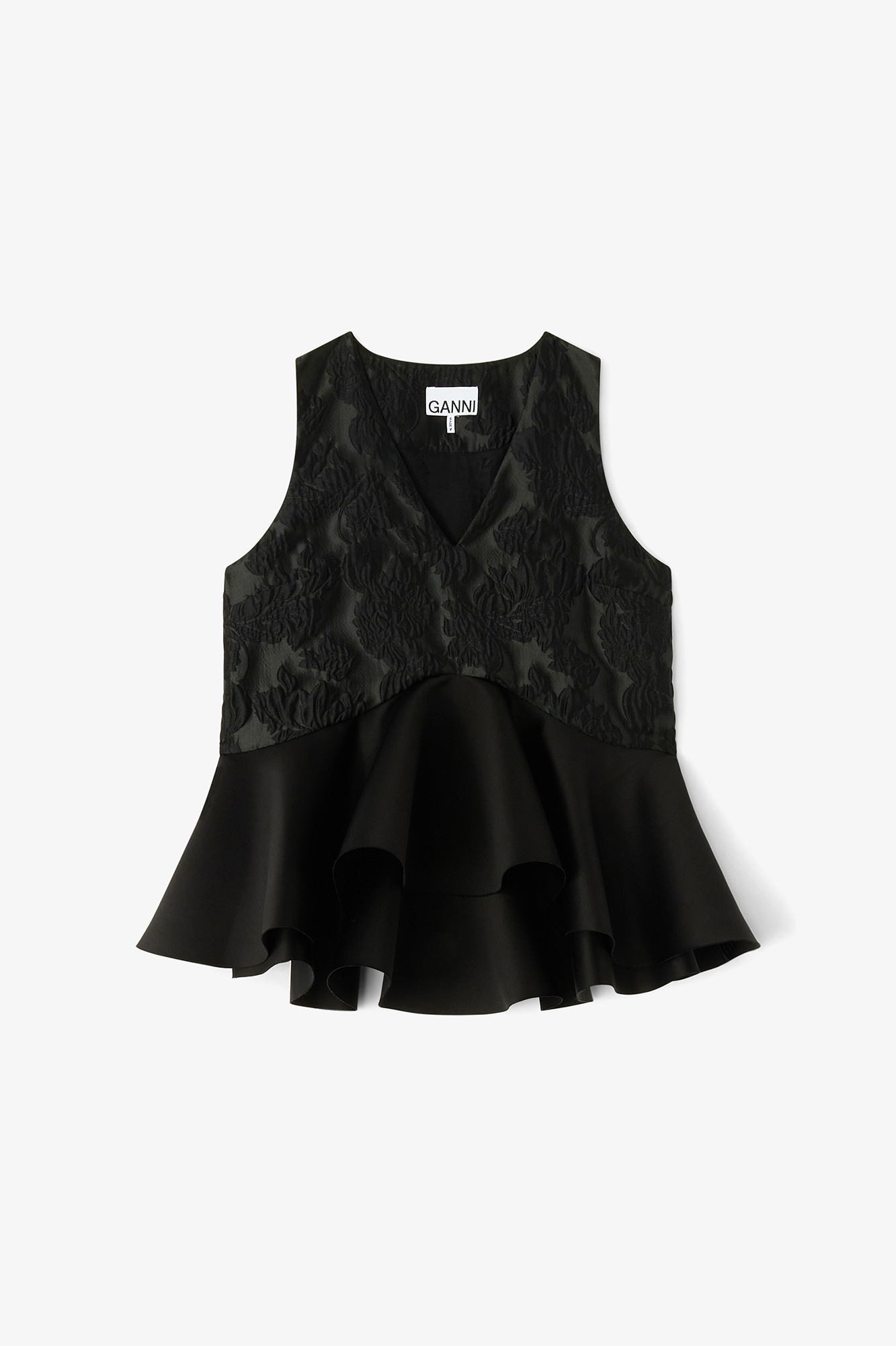 Satin Cloque Peplum Top | GANNI US