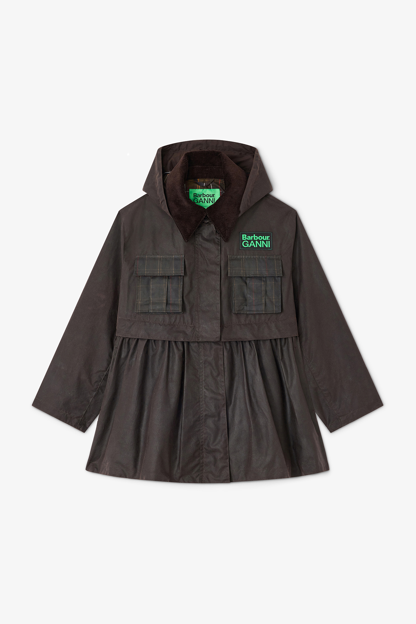 Peplum Wax Jacket In Green